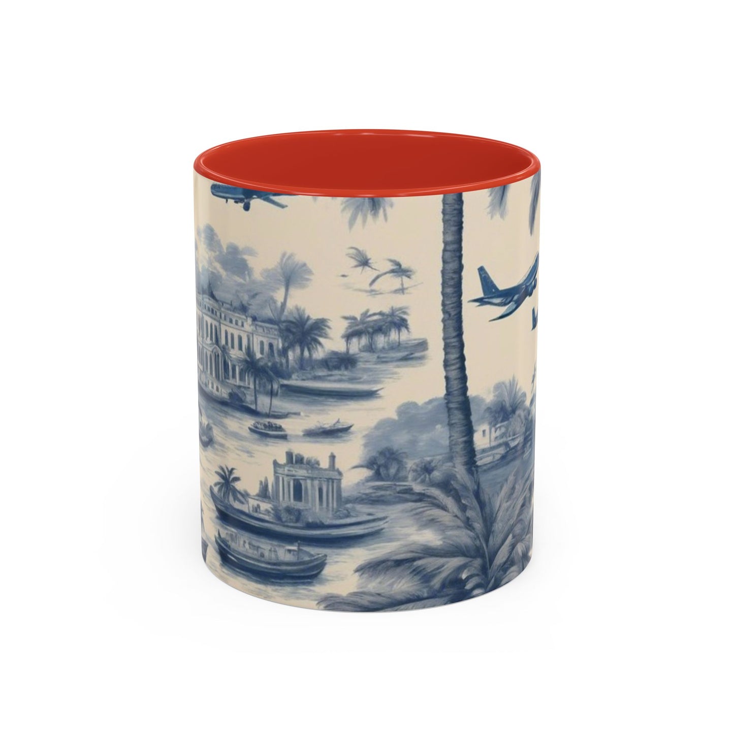 Accent Coffee Mug (11, 15oz), Tropical Travel Toile, Various Colors