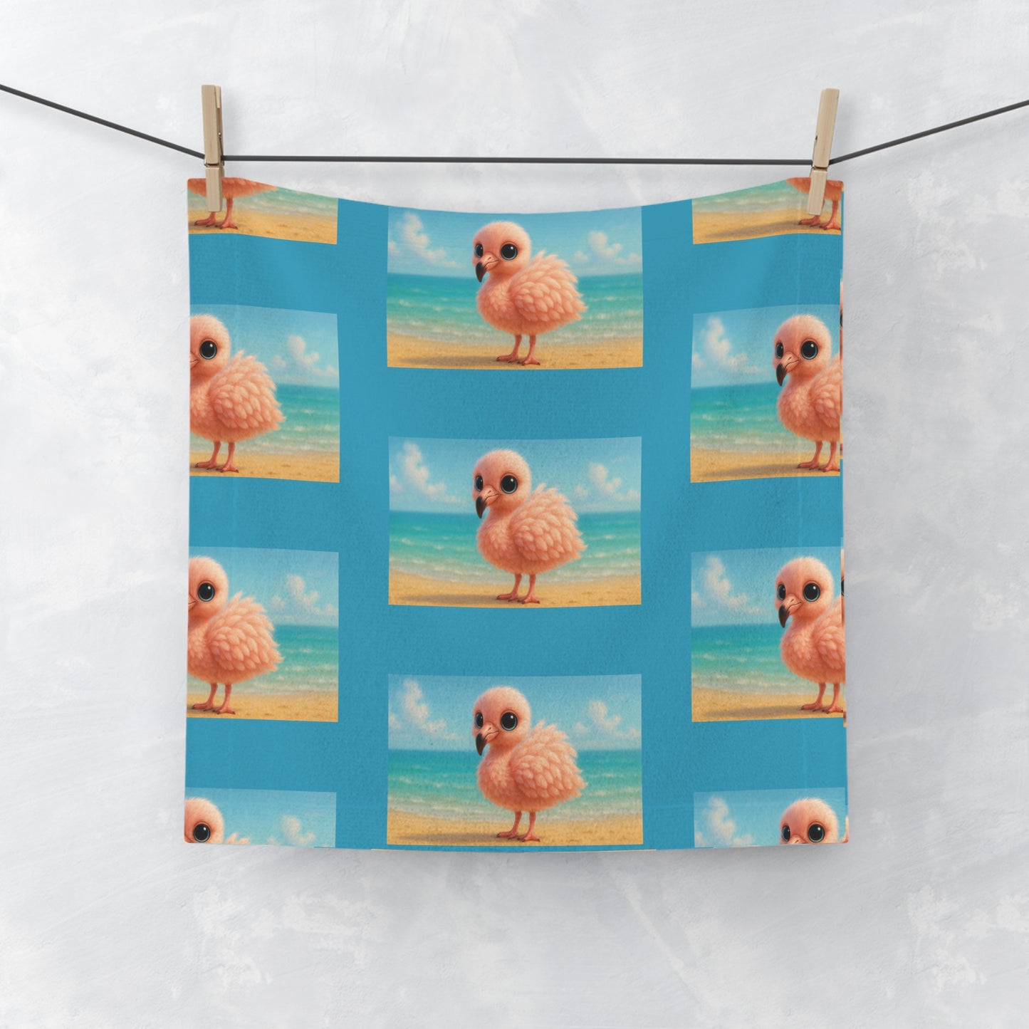 Face Towel - Baby Flamingo/Turquoise
