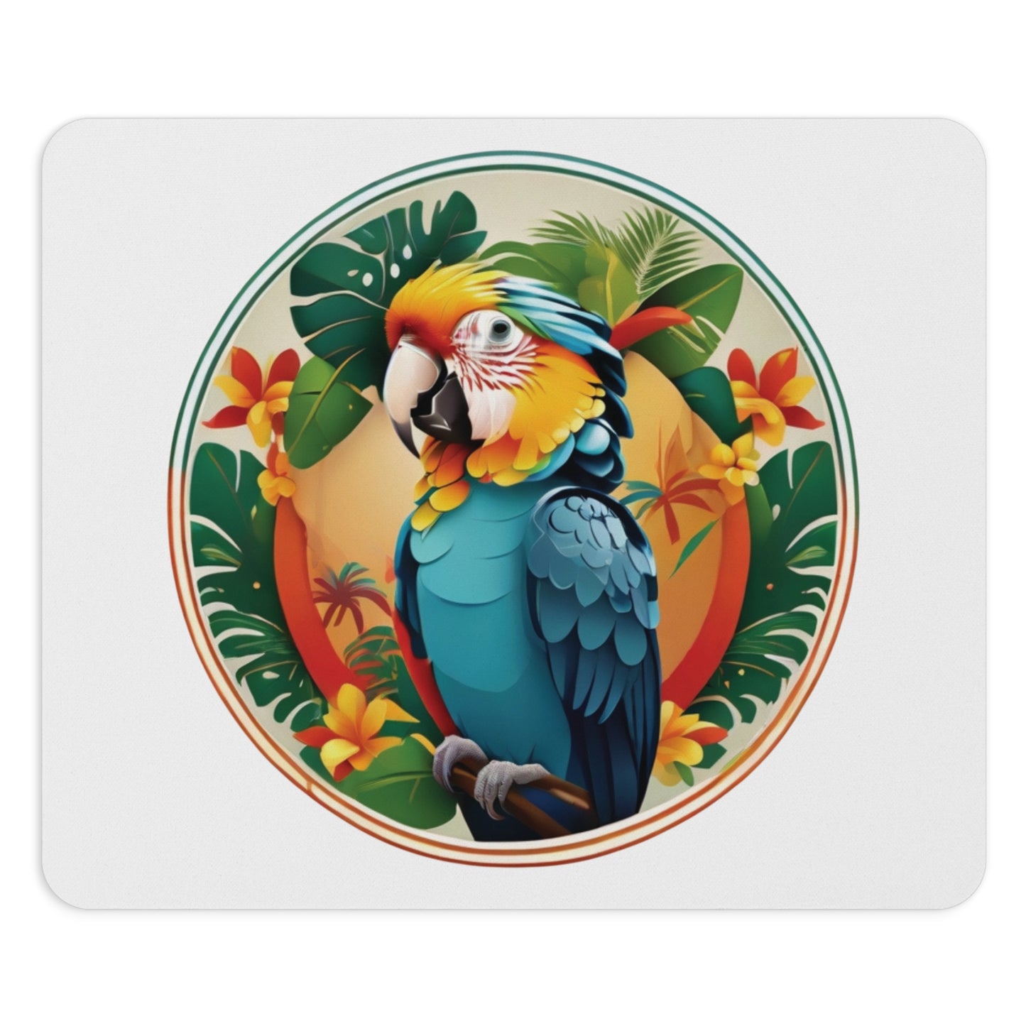 Tropical Mouse Pad, 2 Shapes - Rainforest Vibes for Home Office & Gamer / Pet Parrot