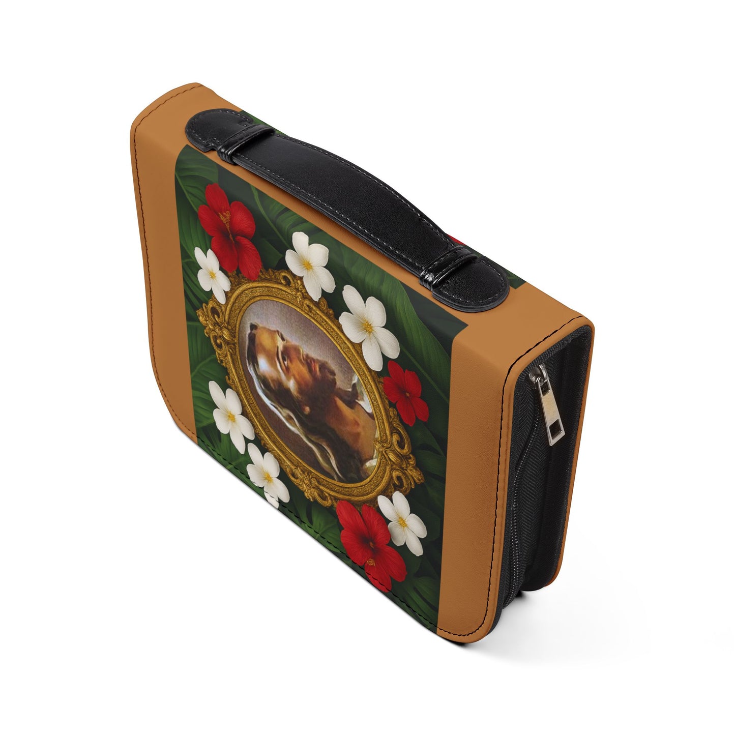 Tropical Jesus Bible Cover, Lt. Brown / Floral Bible Protector, Church Accessories