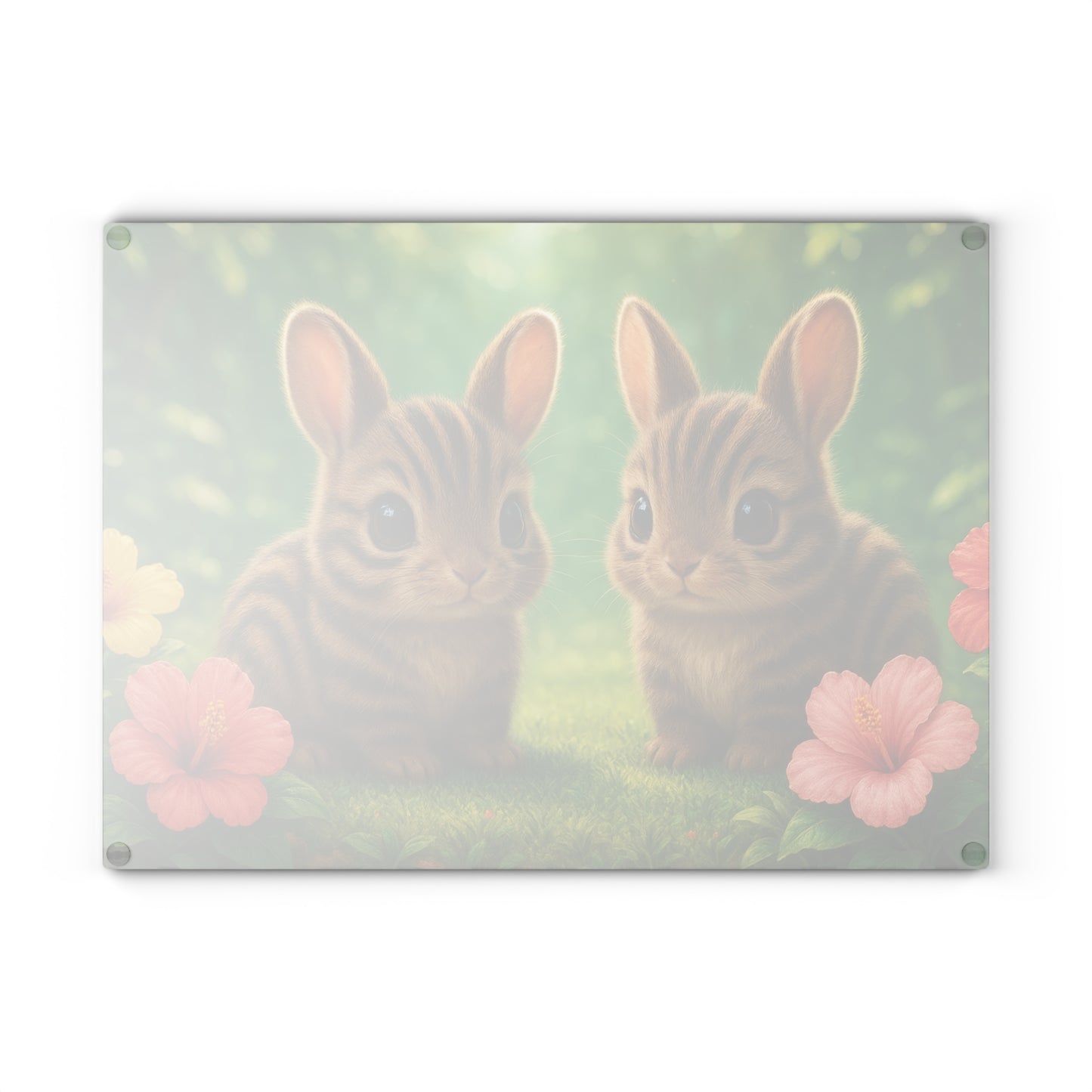 Glass Cutting Board, 2 sizes - Baby Sumatran Rabbits