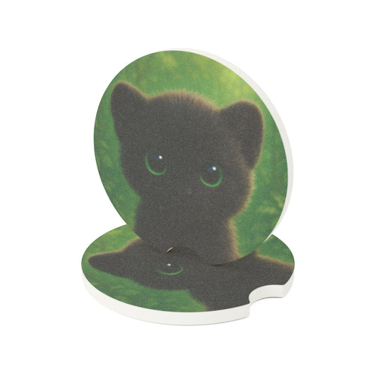 Soapstone Car Coaster - Baby Black Panther