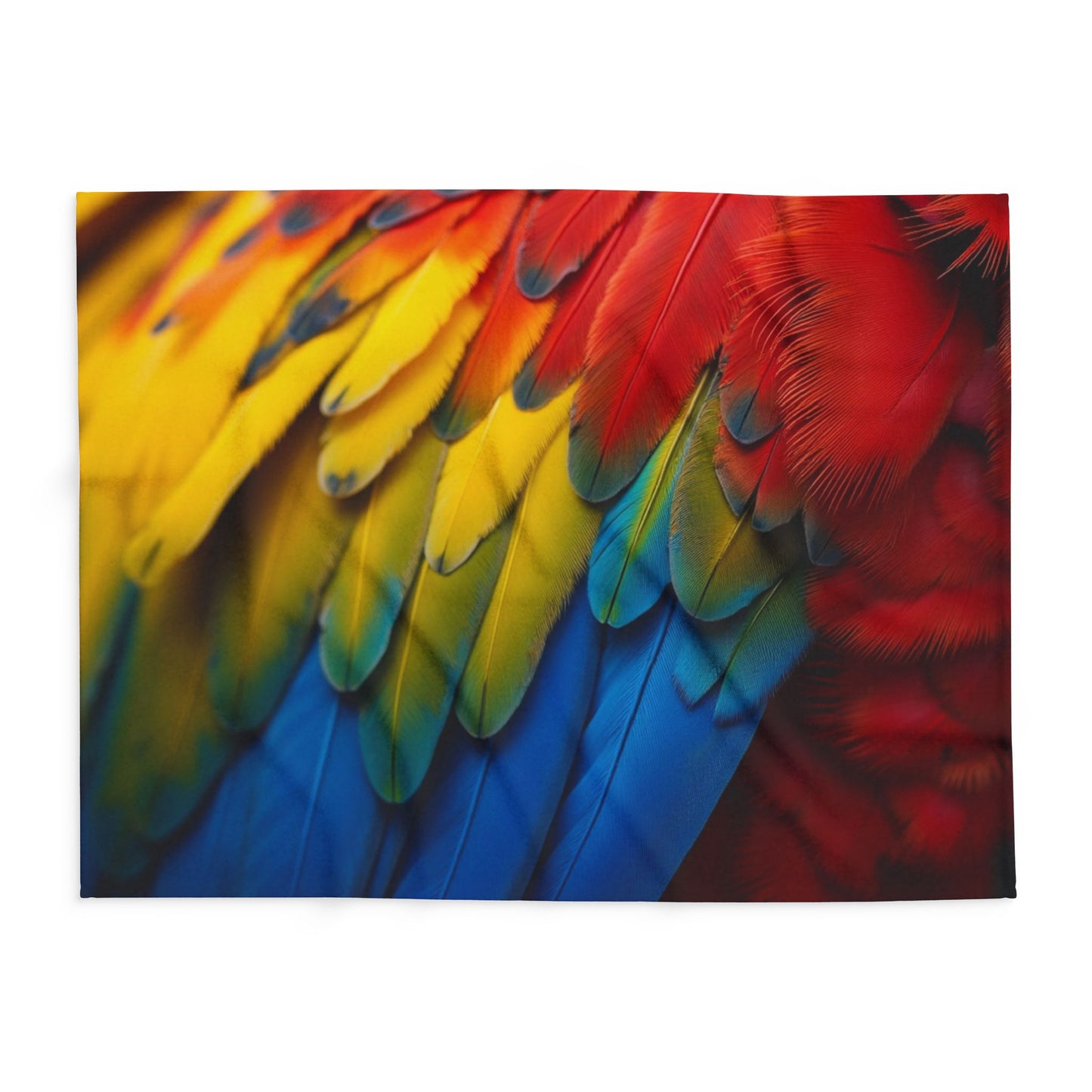 Macaw Parrot Feathers Fleece Blanket - Colorful Tropical Design