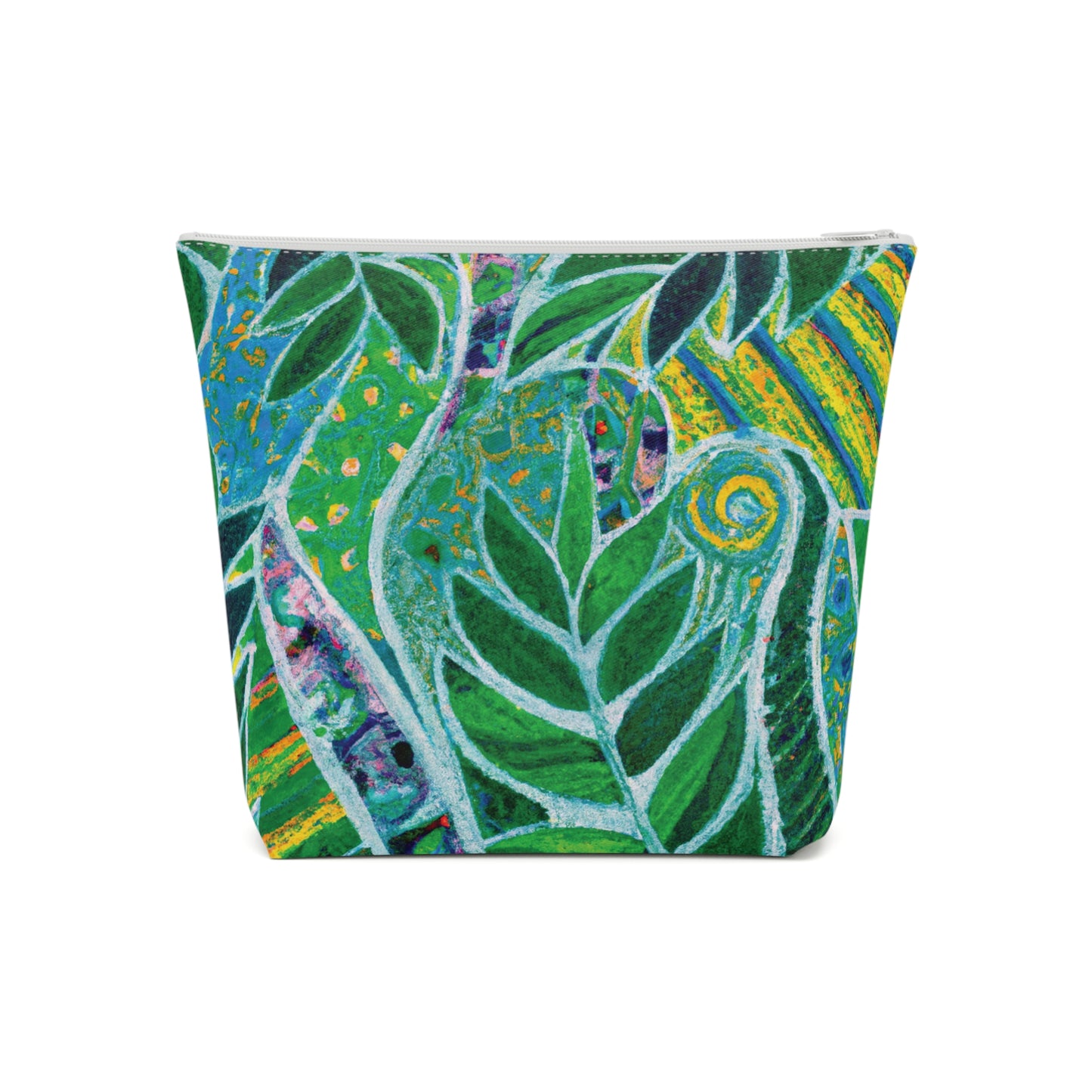 Tropical Cotton Cosmetic Bag, Makeup Pouch, 5 Sizes / Amazon Whimsy, Green