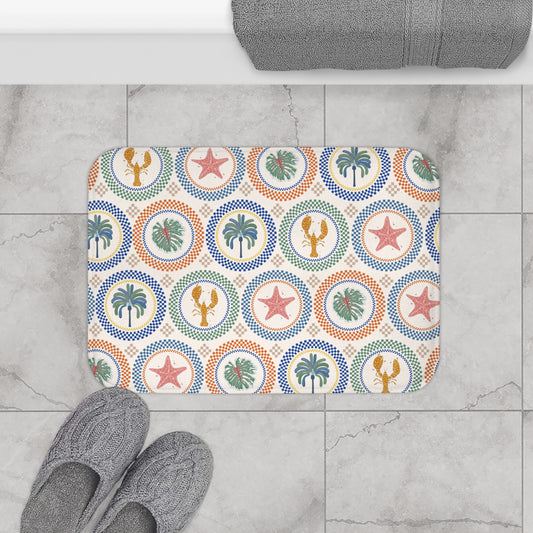 Tropical Bath Mat | Fun and Colorful Bathroom Decor / Mosaic Sea Life