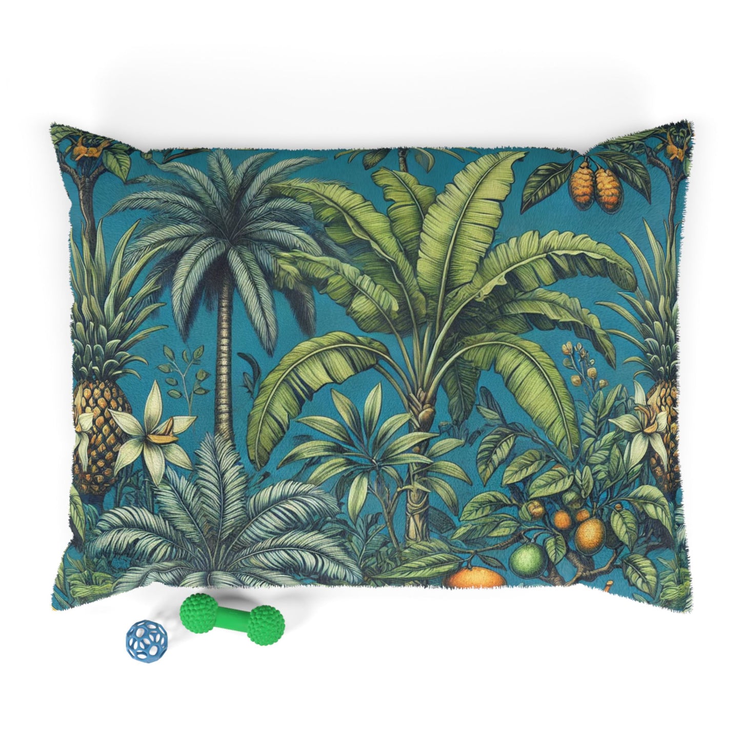 Pet Bed - Cozy and Fun Dog or Cat Bed for Beach Lovers / Tropical Fruit Blue