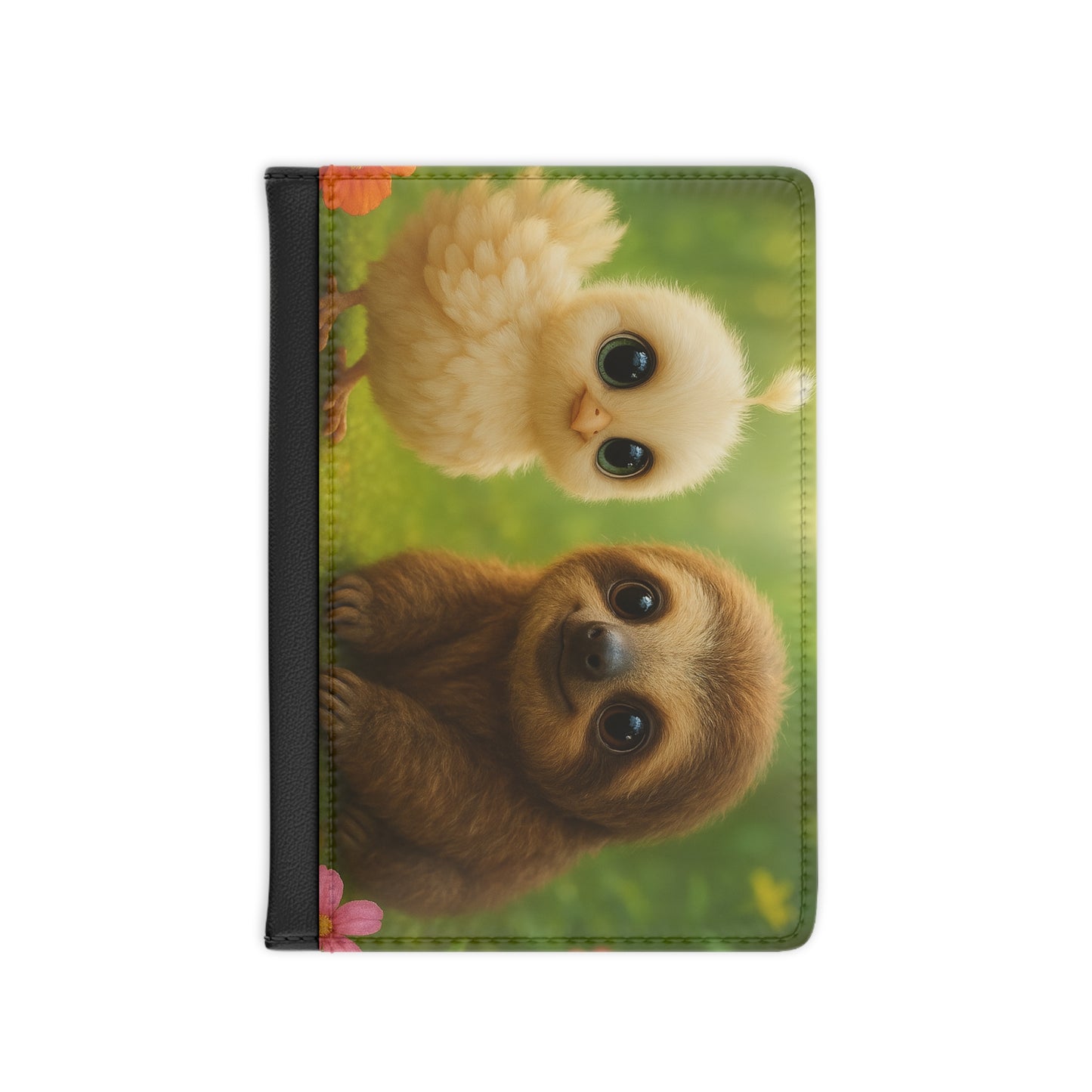 Tropical Passport Cover, Faux Leather - RFID blocking for travel security / Baby White Peacock and Baby Capybara