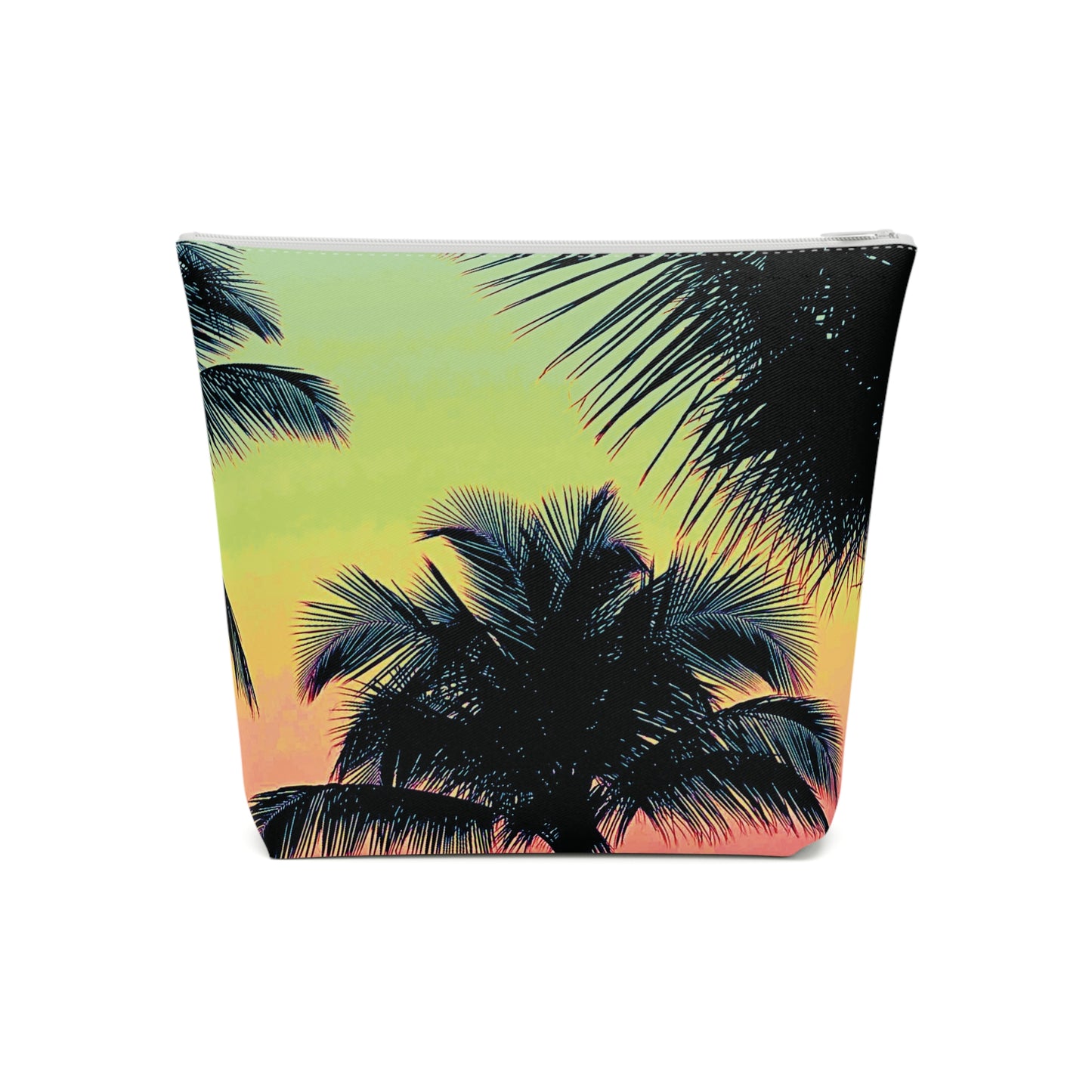 Tropical Cotton Cosmetic Bag, Makeup Pouch, 5 Sizes / Palm Glow, Sangria