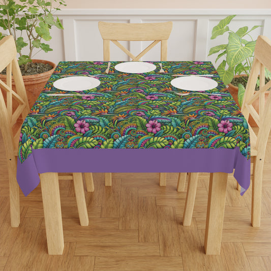 Rainforest Blooms/Lt. Purple ~ Square Tablecloth, 55" x 55"