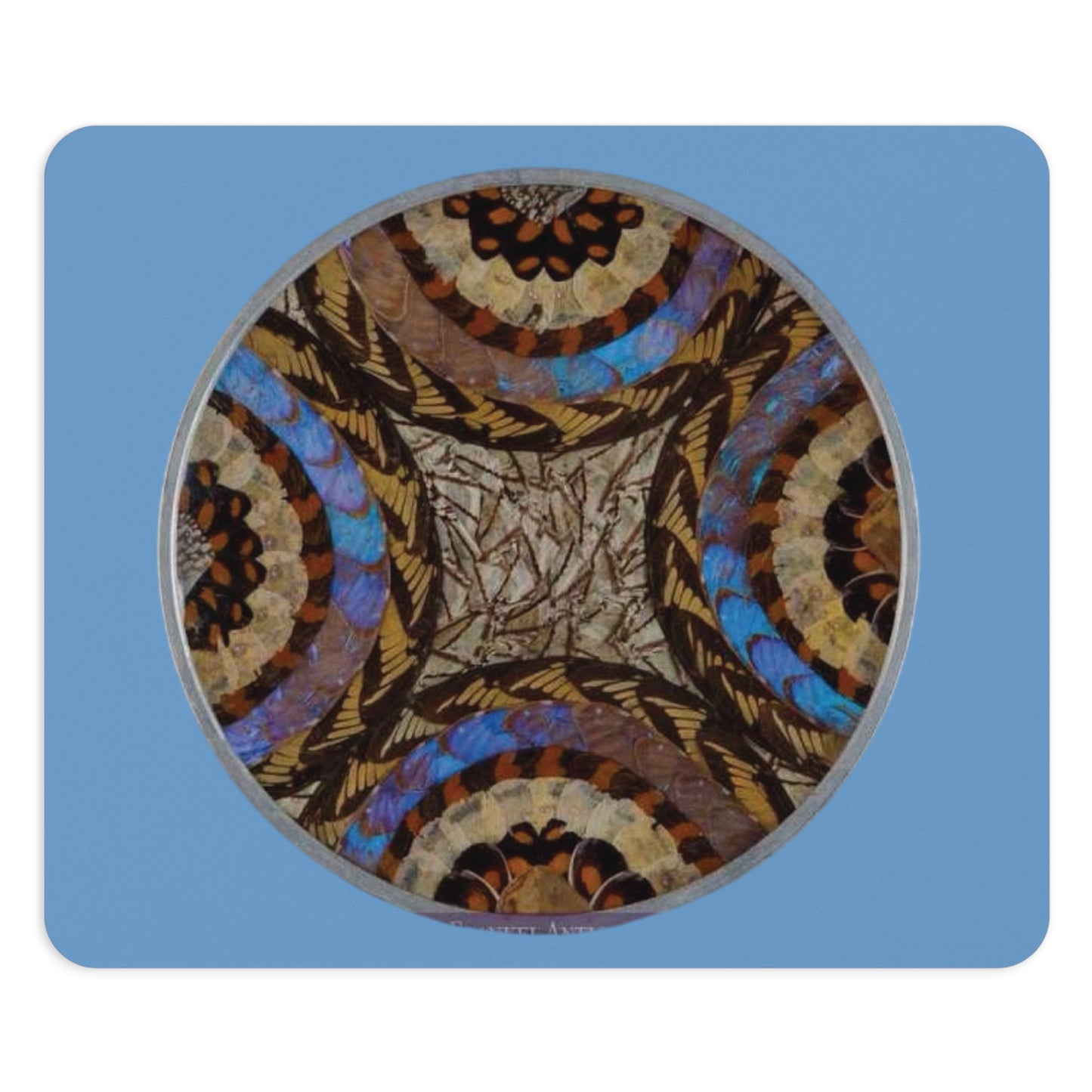 Tropical Mouse Pad, 2 Shapes - Beach Vibes for Home Office & Gamer / Real Butterfly Wing Art, Lt. Blue