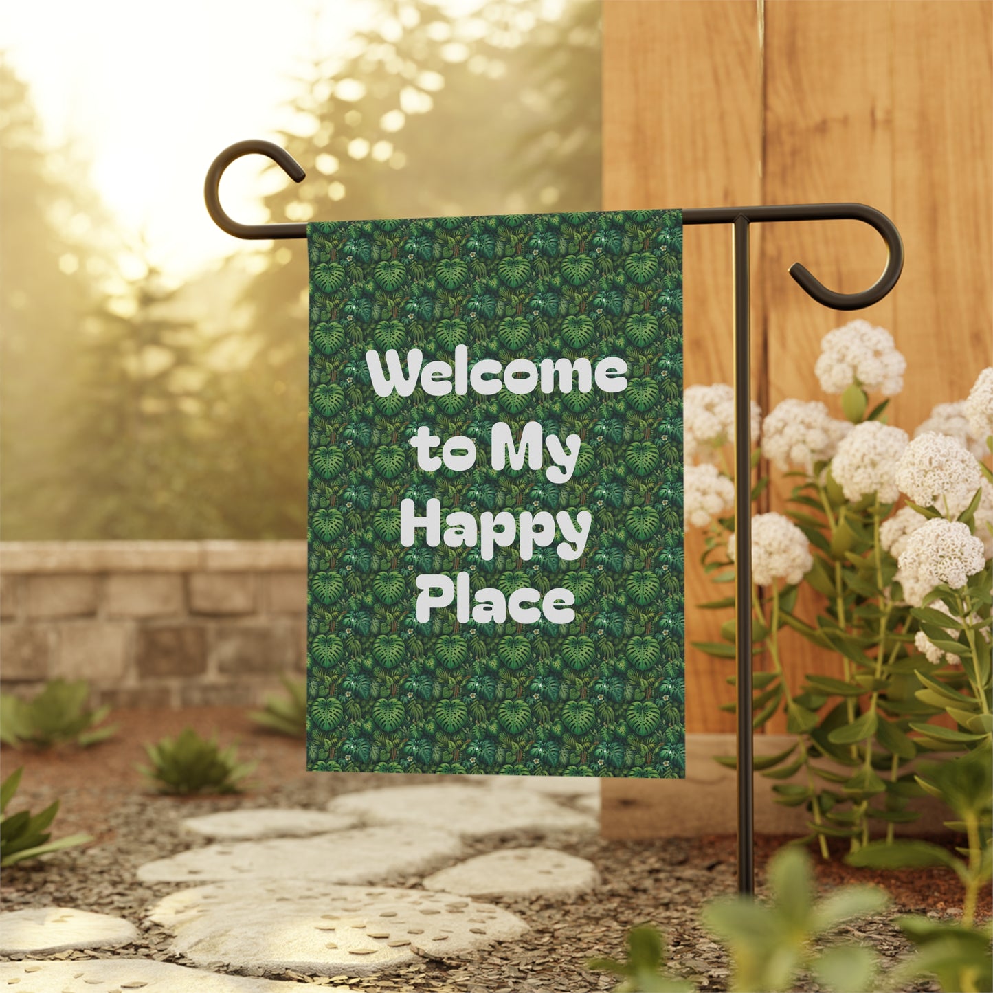 Tropical Garden Flag  - Perfect for Outdoor Decor / Welcome to My Happy Place