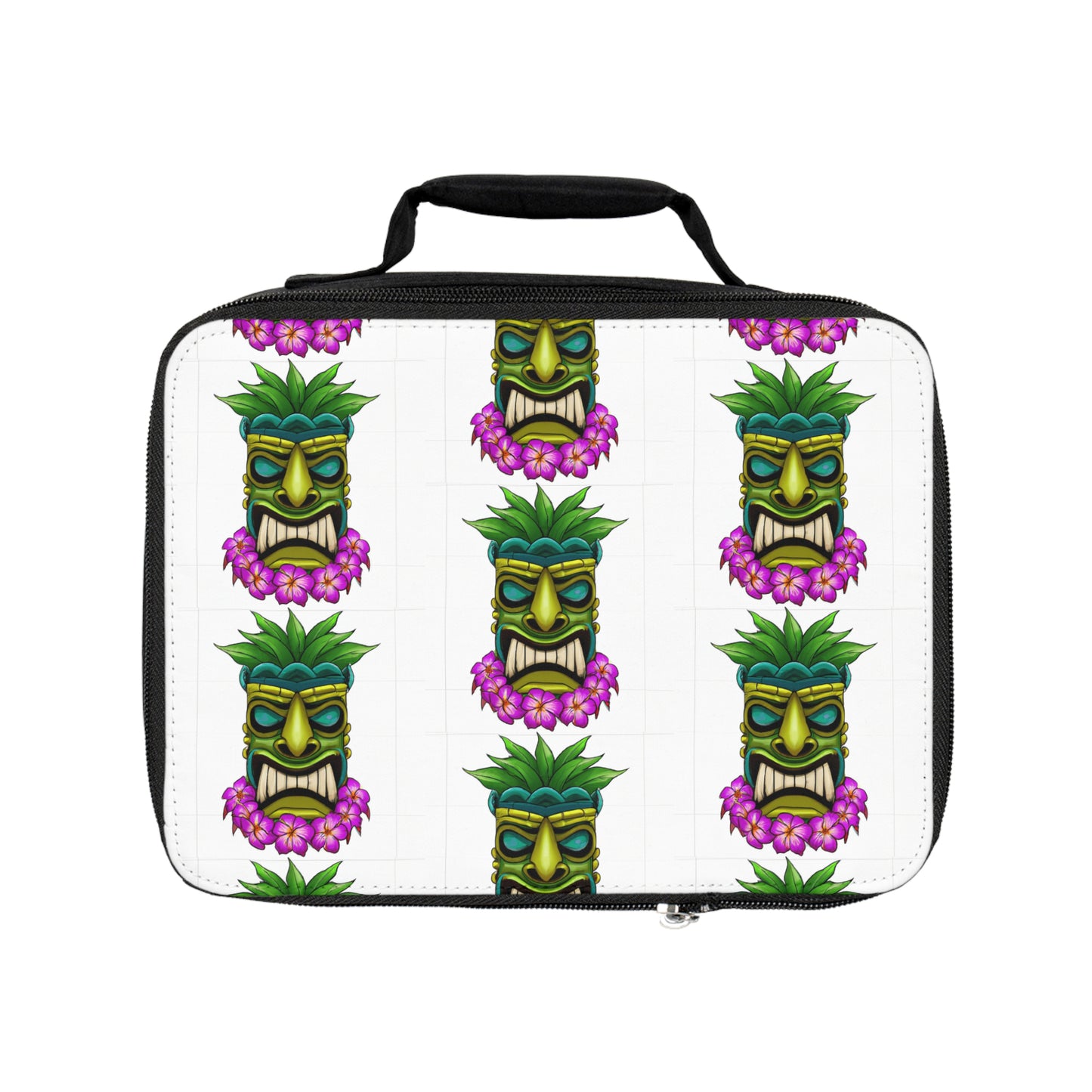 Purple Lei Tiki Boss Lunch Bag - Eco-Friendly Insulated Tote, Adult and Child Lunchbox / Perfect for Picnics, Beach Outings