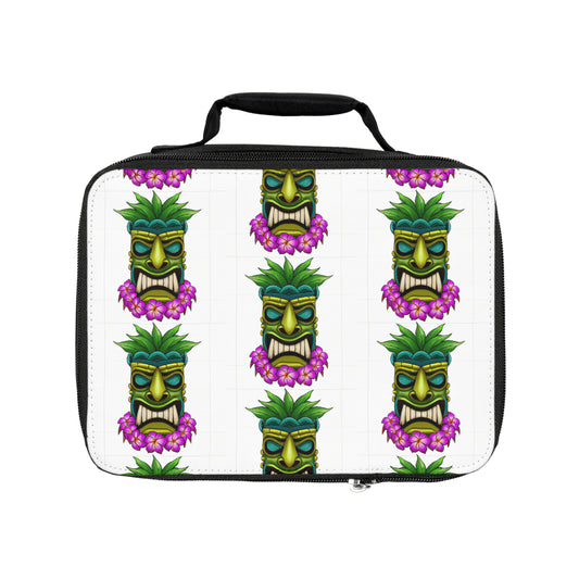 Purple Lei Tiki Boss Lunch Bag - Eco-Friendly Insulated Tote, Adult and Child Lunchbox / Perfect for Picnics, Beach Outings