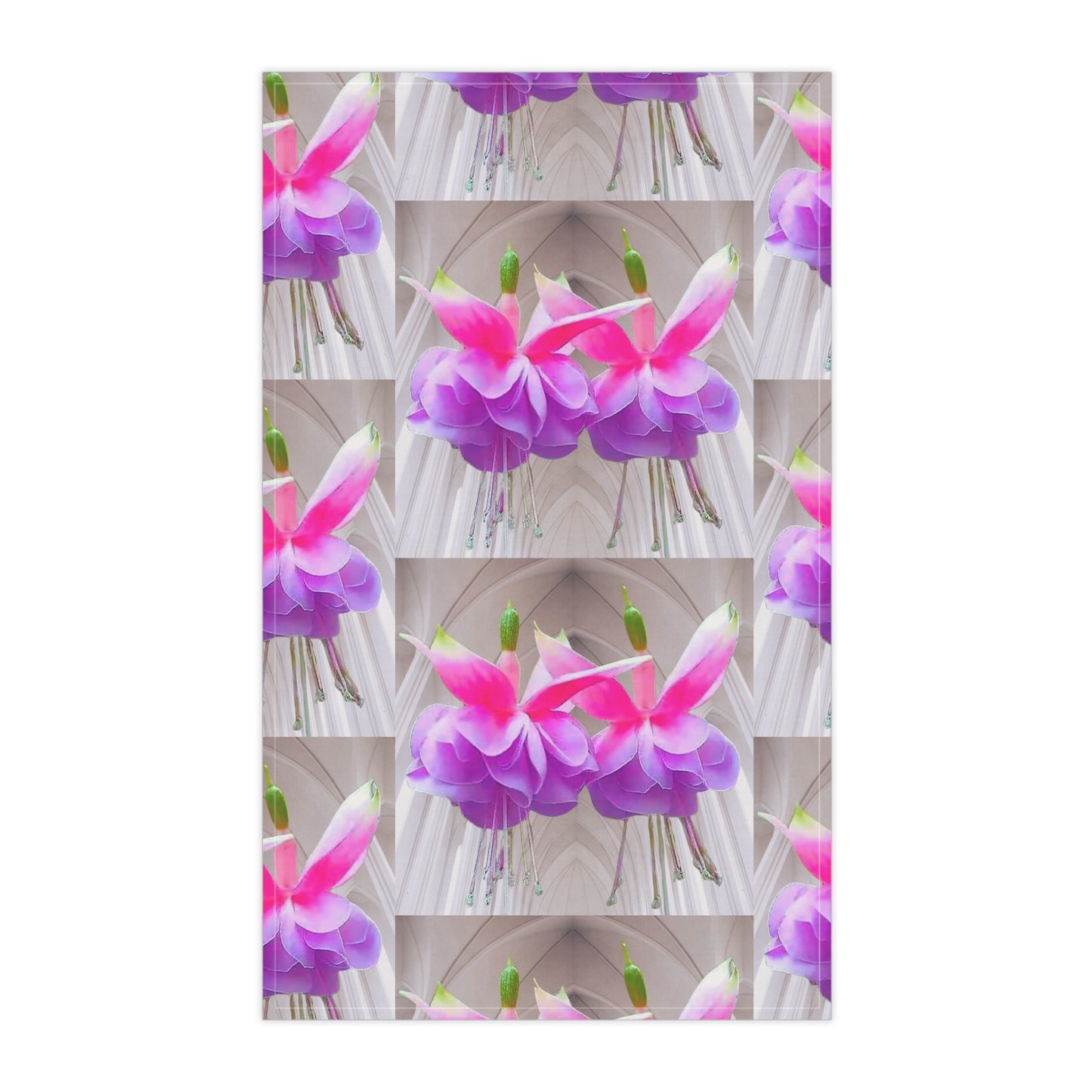 Tea Towels (cotton, poly), Two Pink Fuschias / Gothic