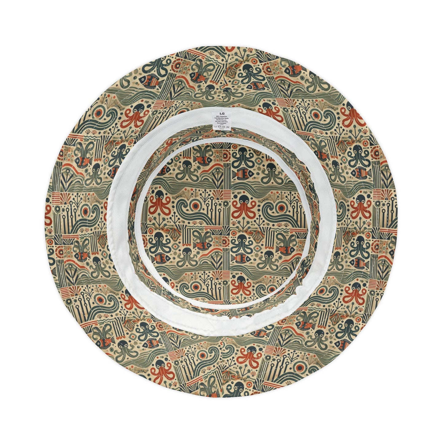 Tropical Polyester Bucket Hat, 2 Sizes - Mid-Century Octopus