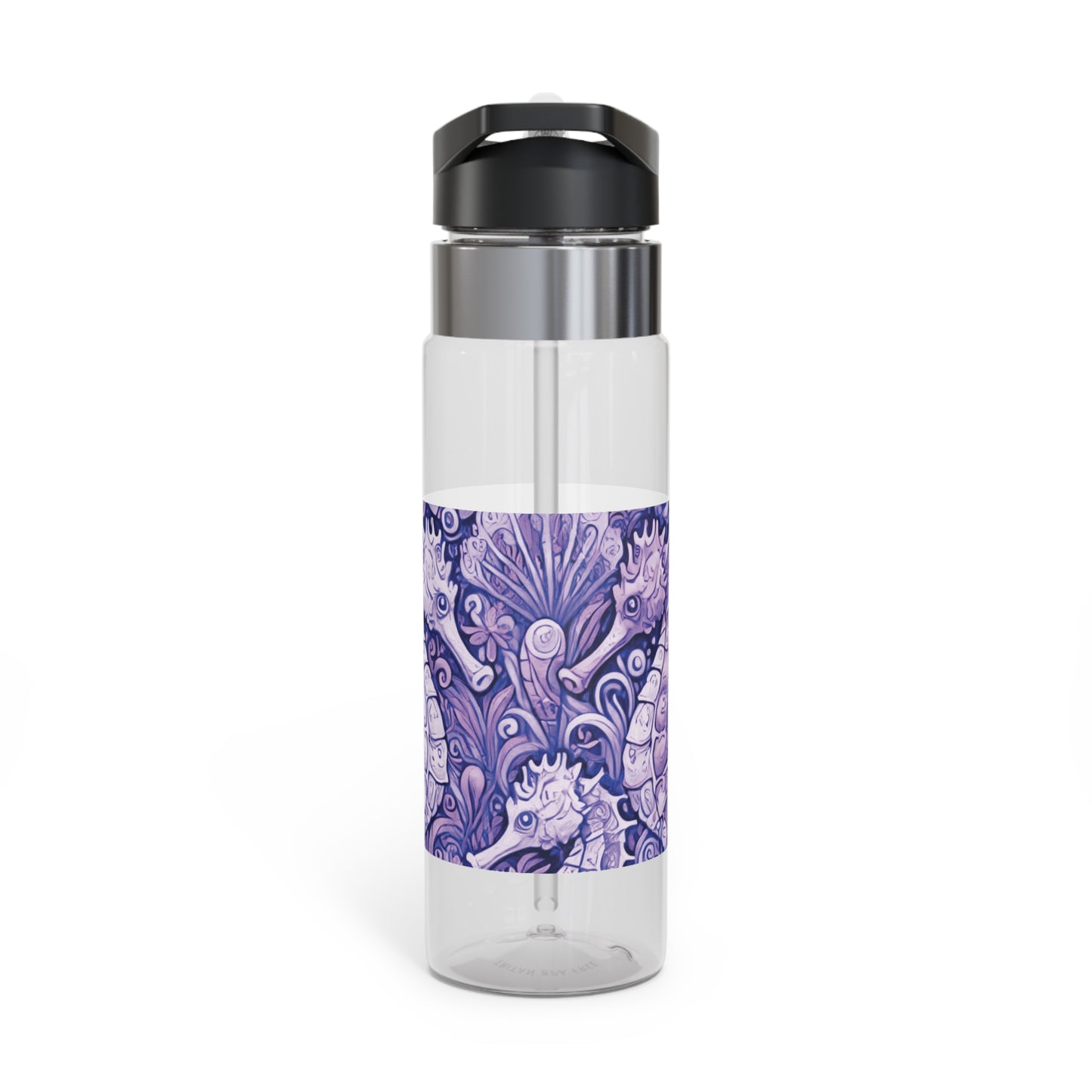 Tropical 20oz Tritan Sport Water Bottle -  Leakproof, Lightweight, BPA-Free / Seahorse Trio, Amethyst Macro