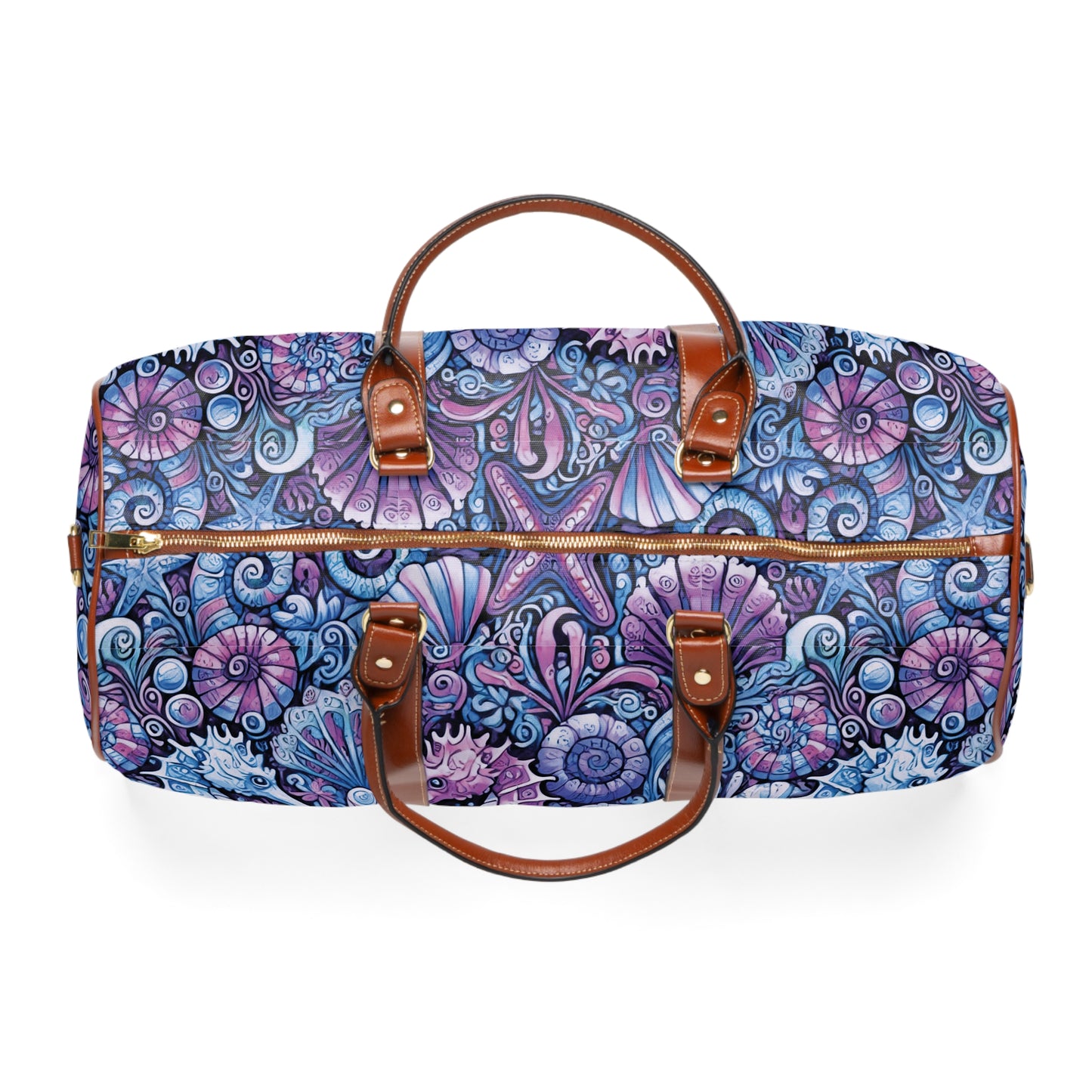 Tropical Waterproof Travel Bag - Perfect for Beach Getaways / Seahorses, Blue