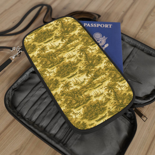 Passport Wallet – Perfect for Travelers & Adventurers / Tropical Toile, Gold