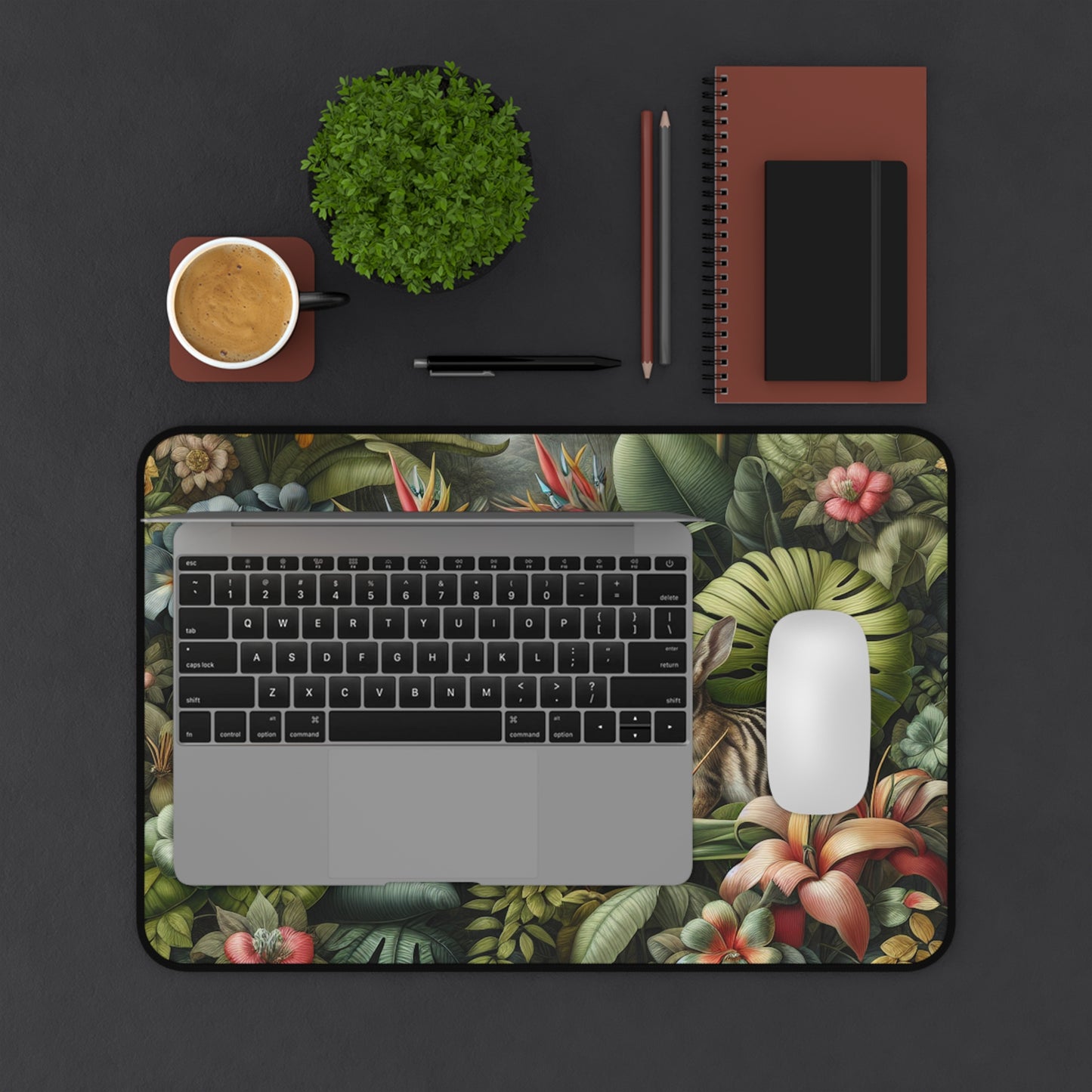 Tropical Mouse Pad/Desk Mat, 3 Sizes - Perfect for Home Office / Rainforest Rabbit Outing
