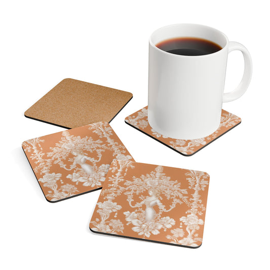 Coaster Set - Pearl Lady Toile, Melon