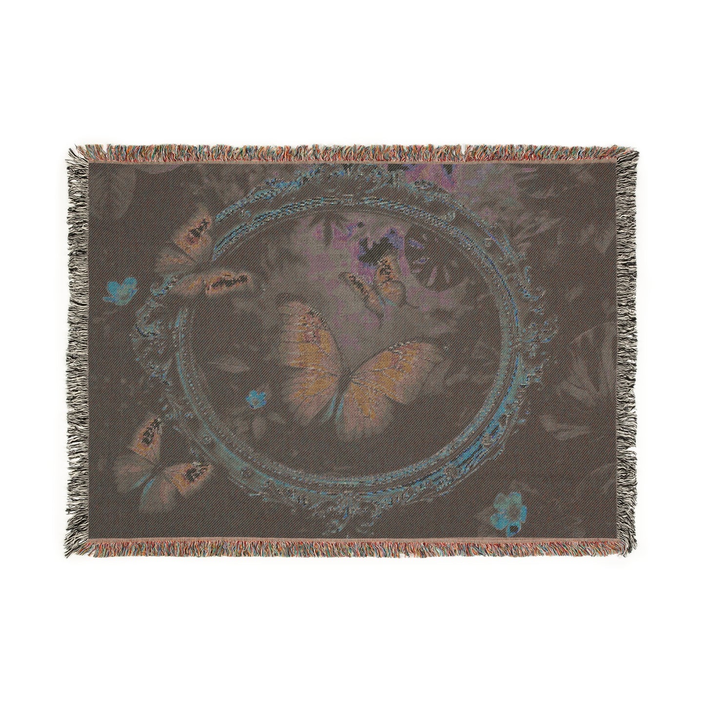 Woven Blanket, 3 Sizes - Tropical Home Decor / Framed Morpho Butterfly Dancers