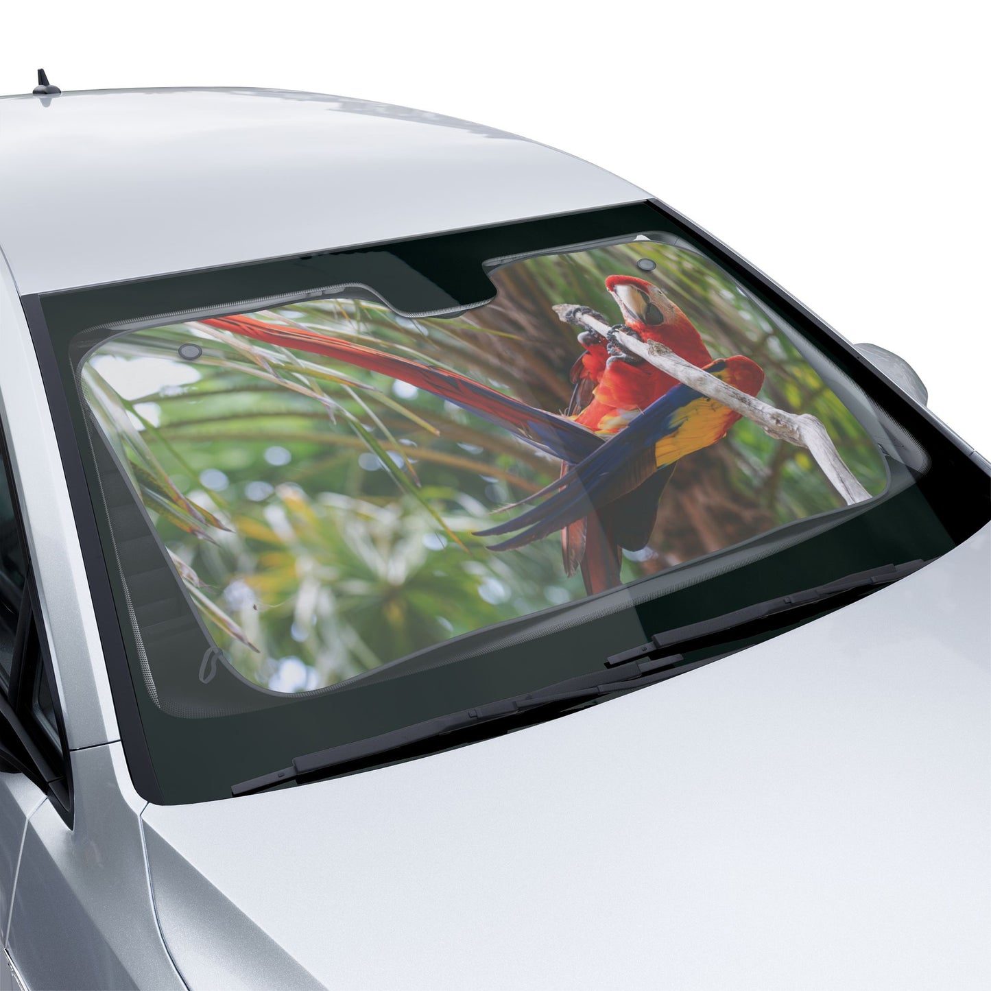 Tropical Floral Car Sun Shades / Perch Up Parrot!