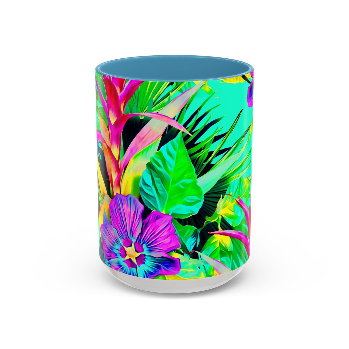 Accent Coffee Mug (11, 15oz), Plant Palooza, turquoise / Various Colors