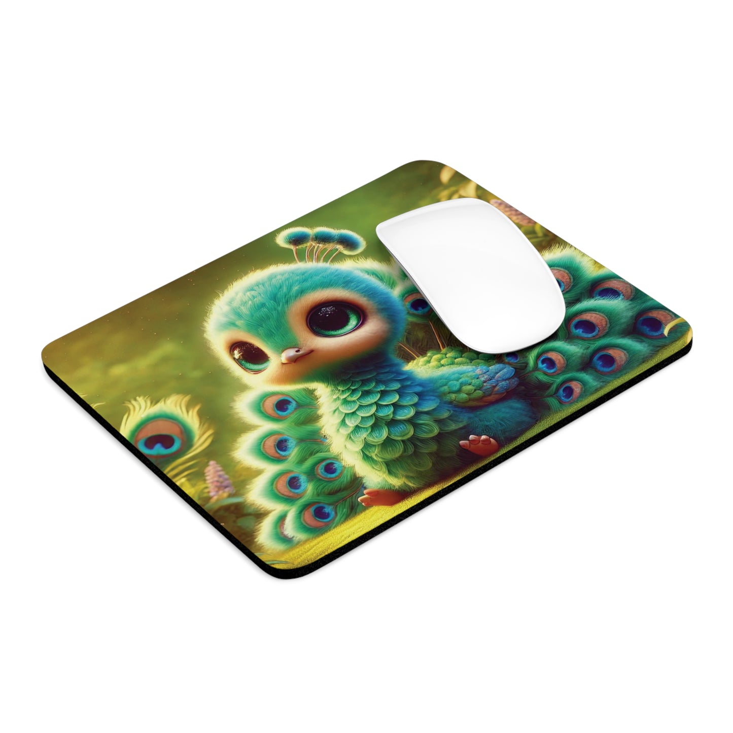 Tropical Mouse Pad, 2 Shapes - Beach Vibes for Home Office & Gamer / Baby Peacock