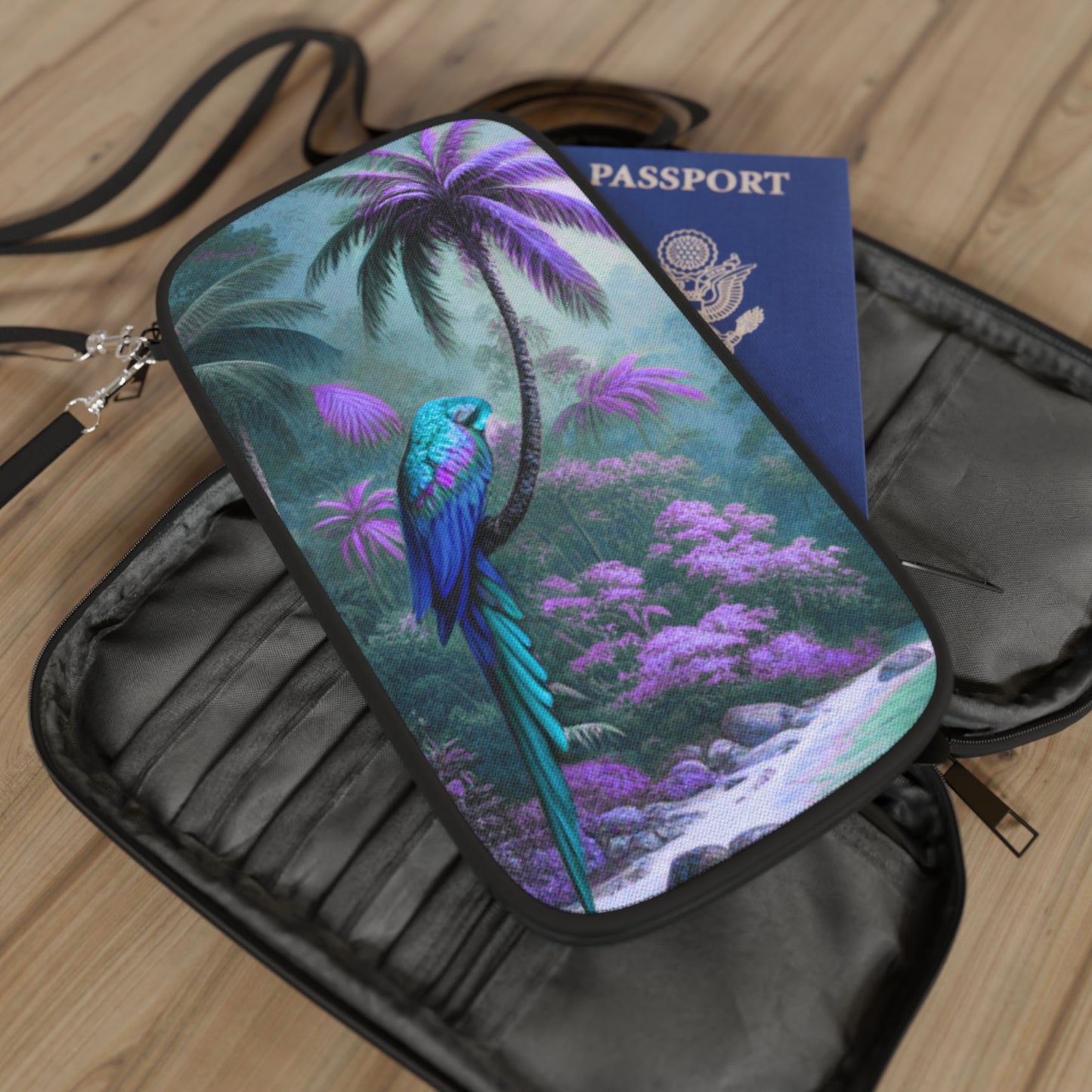 Passport Wallet – Perfect for Travelers & Adventurers / Rainforest Sleeping Beauty Parrot, Fantasy