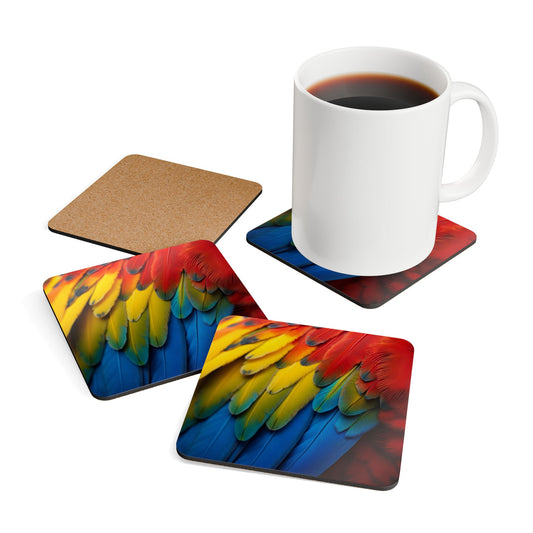 Four-piece Coaster Set - Macaw Feathers
