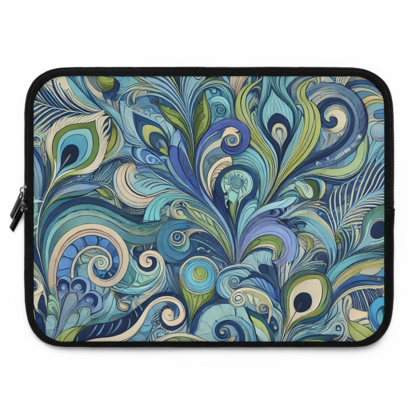 Tropical Laptop Sleeve, 5 Sizes - Perfect for Beach Lovers & Students / Feather Currents Blue