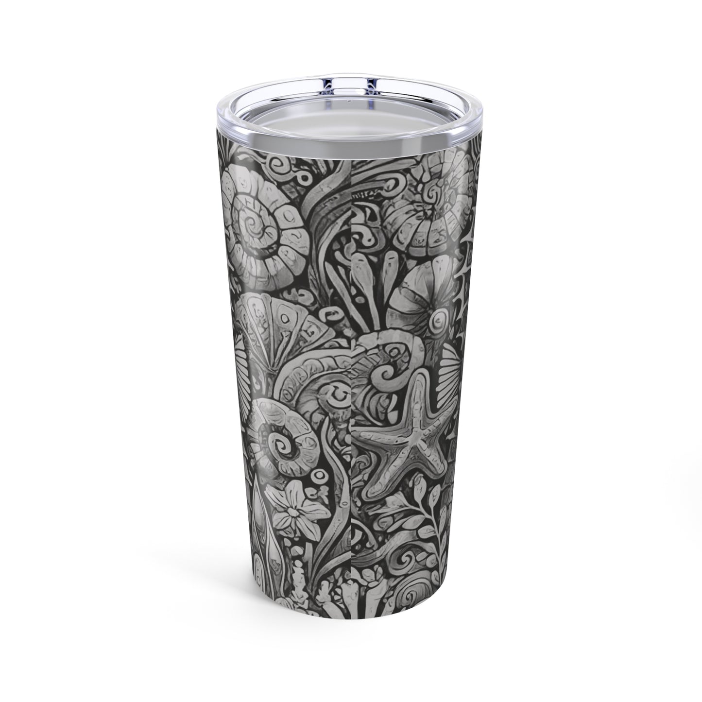 20oz Tropical Glossy Tumbler, Stainless Steel / Seahorse Trio, Noir
