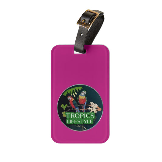 Luggage Tag - Two Brazilian Parrots, pink