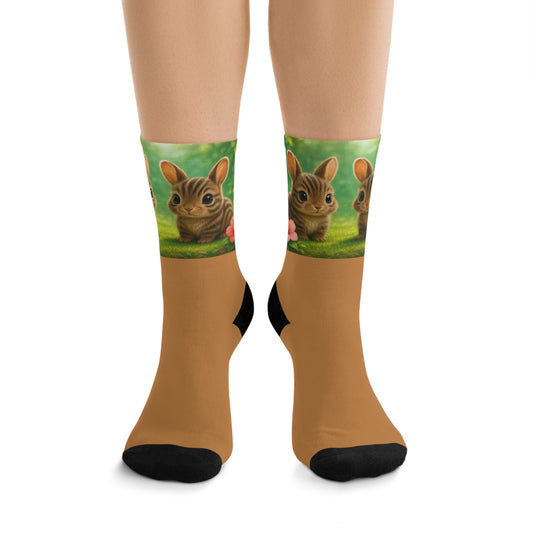 Recycled Poly Socks, Baby Sumantran Rabbits/Lt. Brown