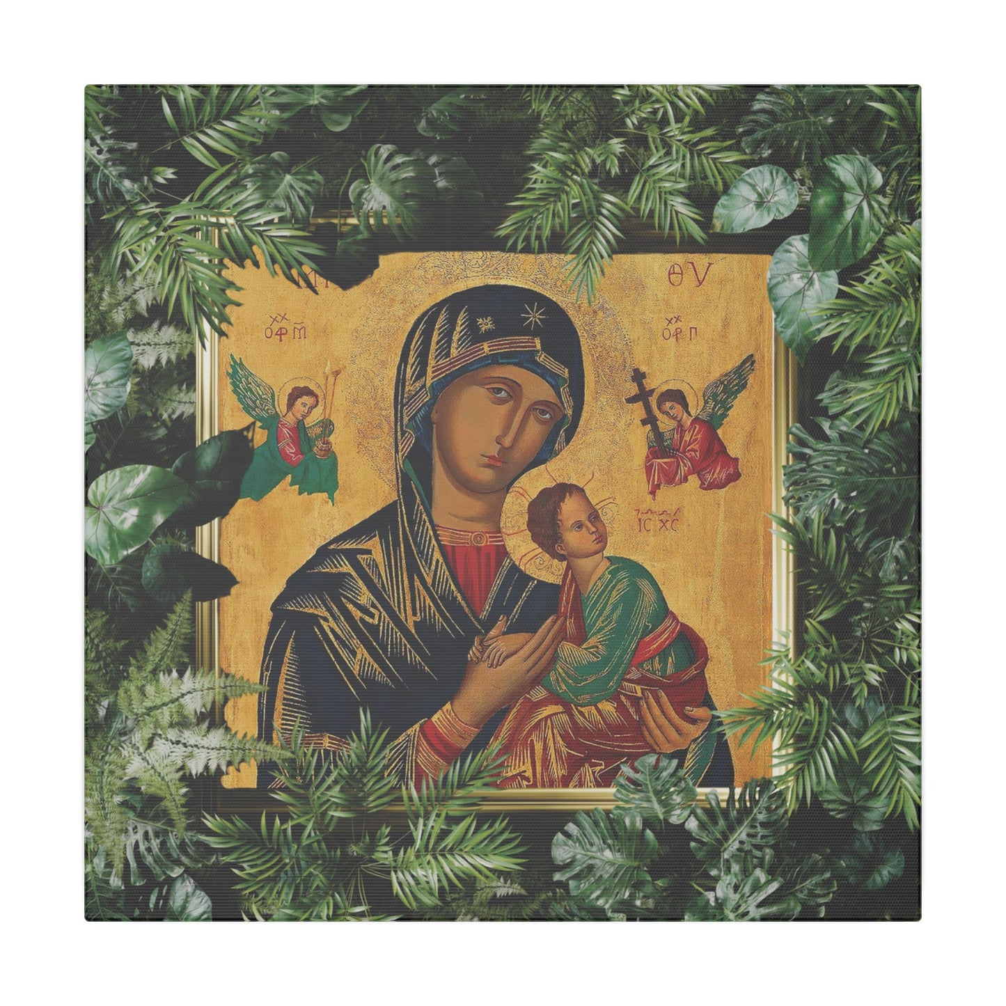 "Tropical Our Lady of Perpetual Help" Canvas Artwork - Stretched Canvas Print / Virgin Mary