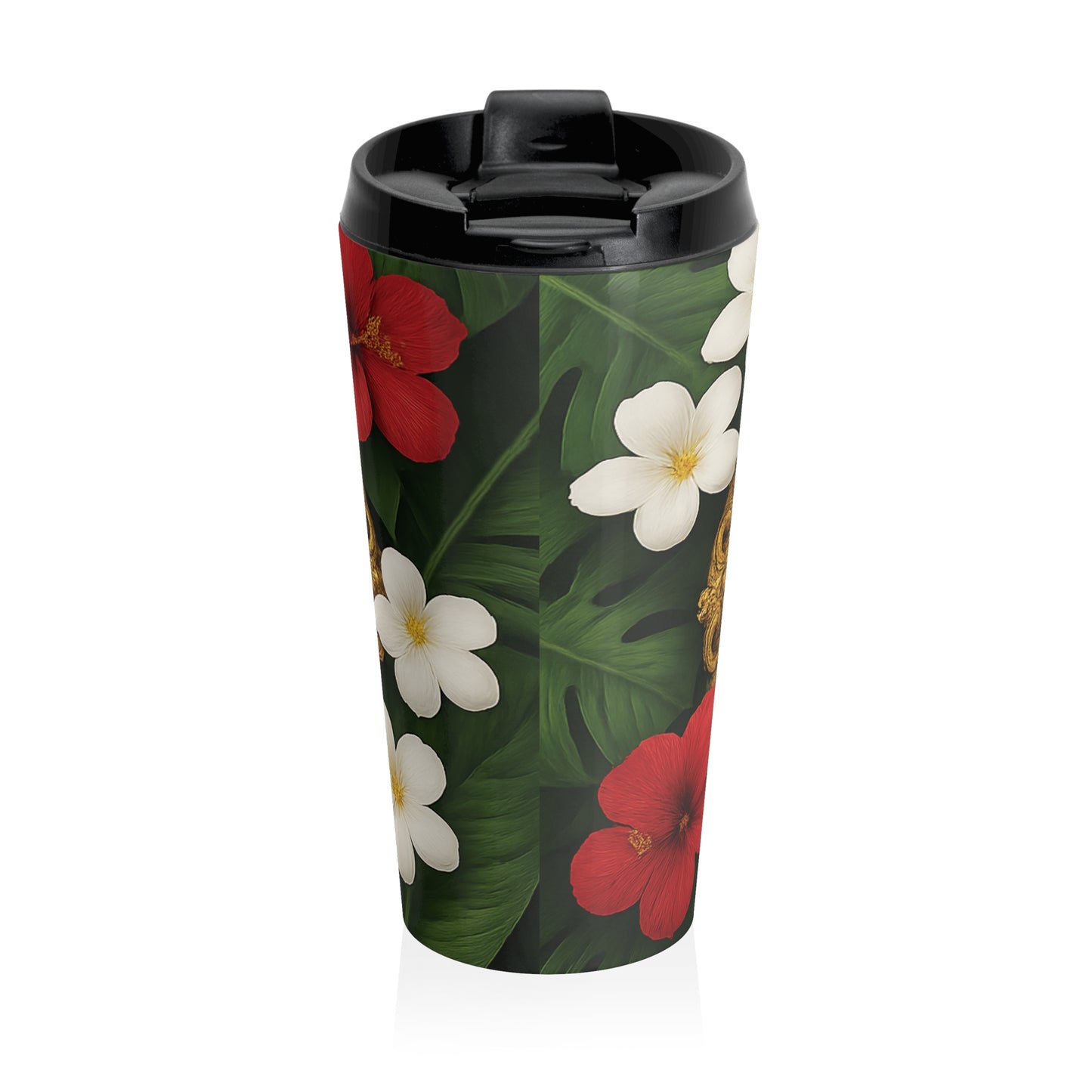 15 oz. Stainless Steel Travel Mug / Religious, Tropical Head of Jesus