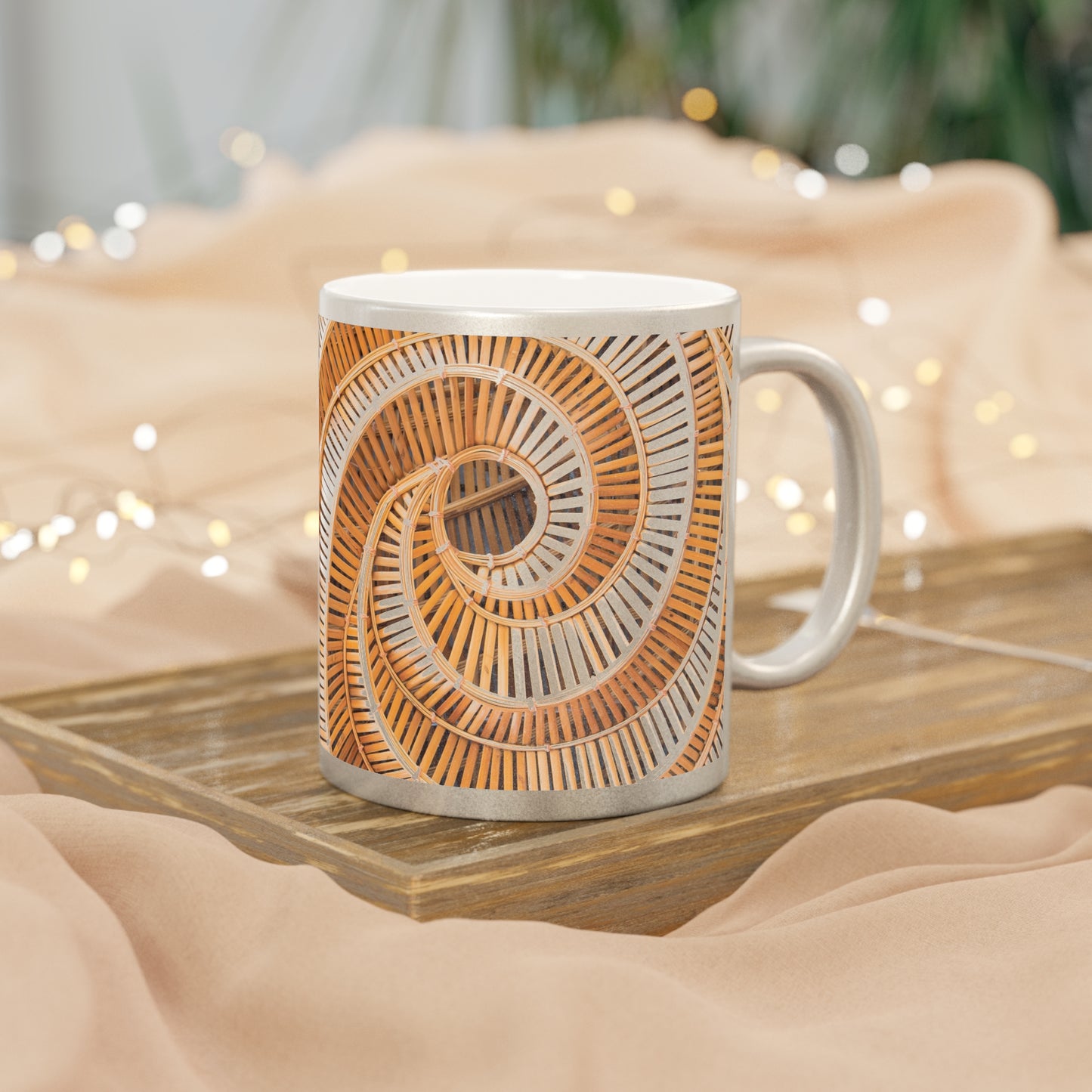 Tropical Metallic Mug, Gold or Silver - Natural Bamboo Spiral