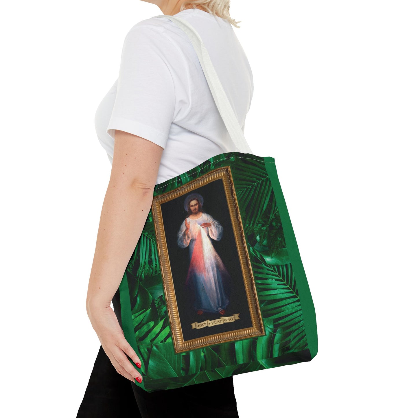 Religious Divine Mercy Tropical Tote Bag - 3 Sizes