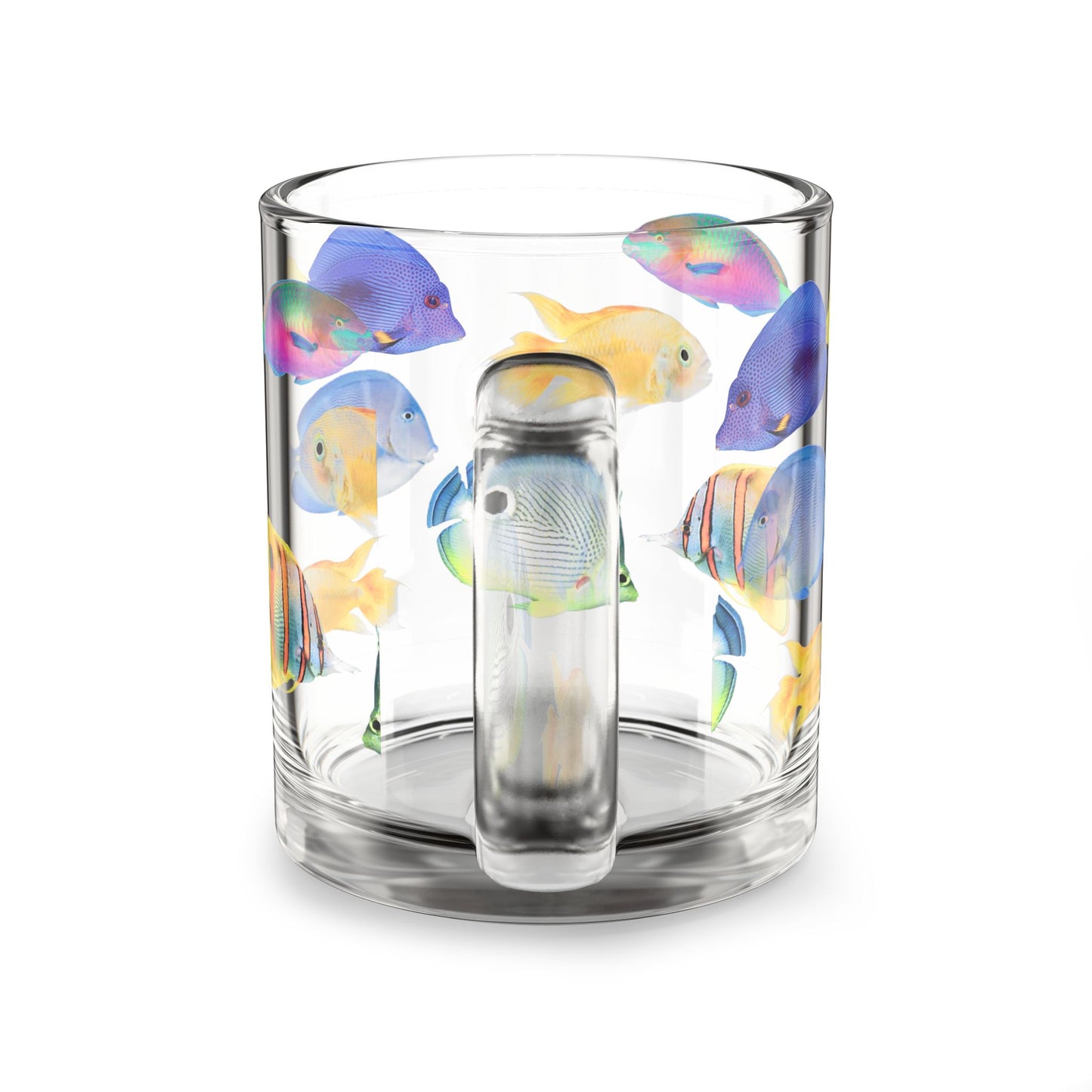 Tropical Glass Mug - 10oz Coffee Cup / School of Fish