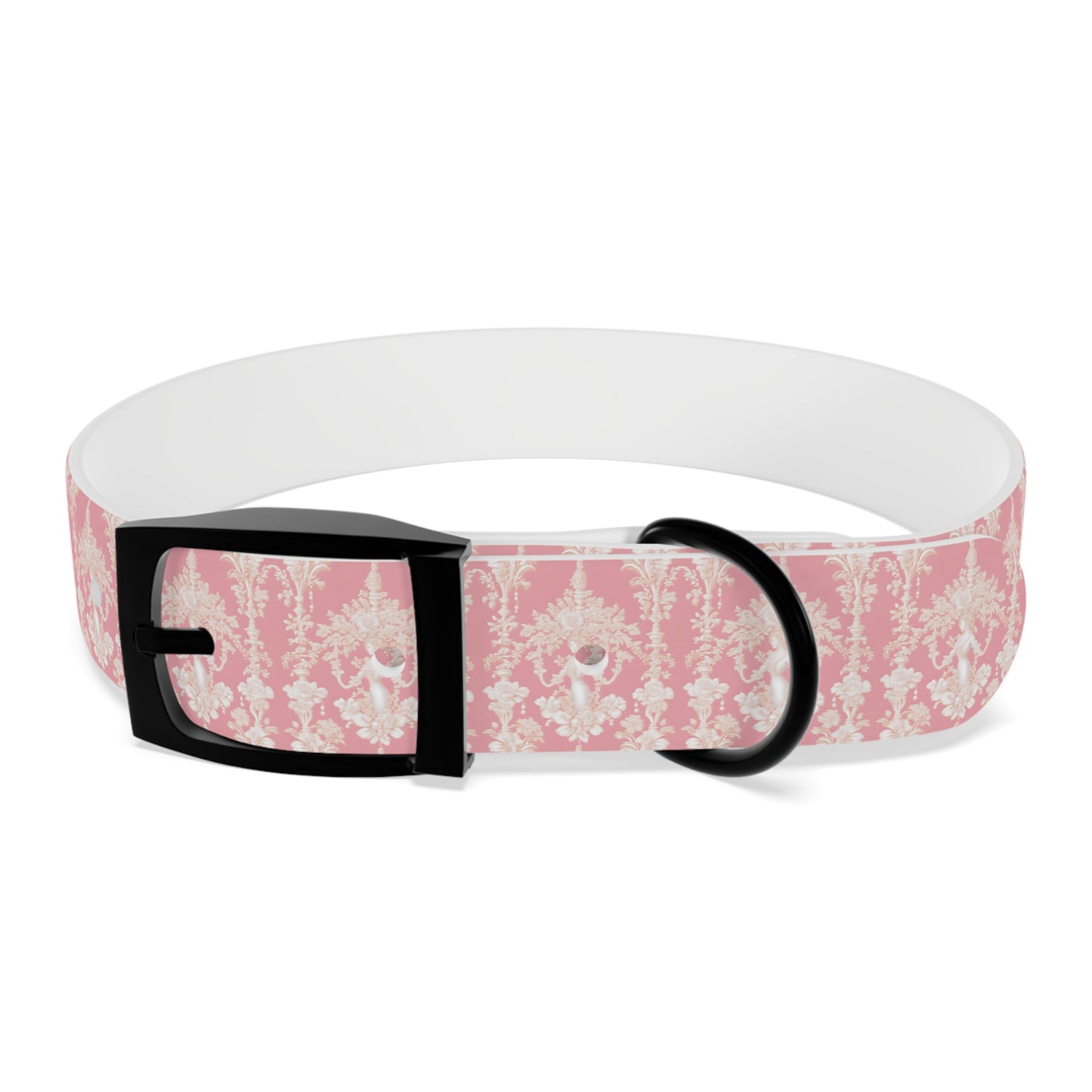 Dog Collar - Pearl Lady Toile, hibiscus pink