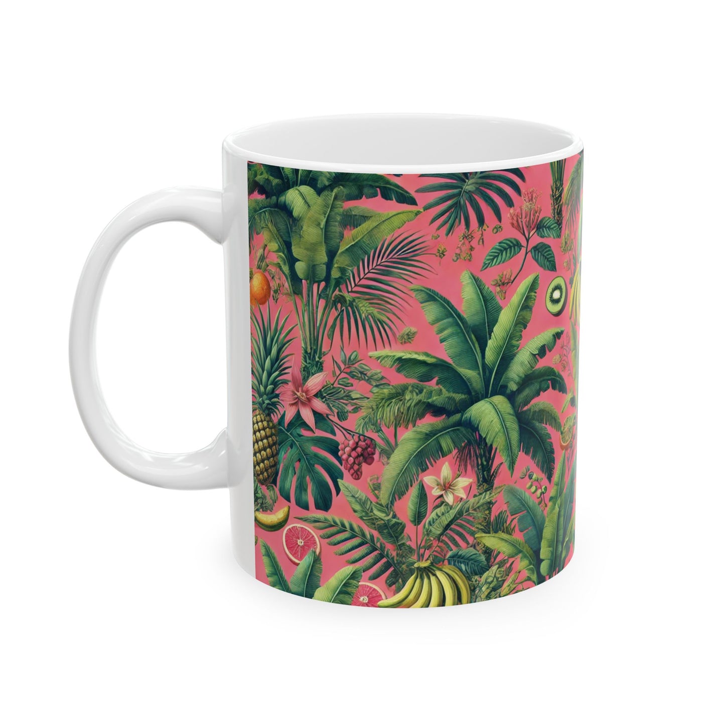Ceramic White Mug - 11oz & 15oz, More Tropical Fruit, Coral