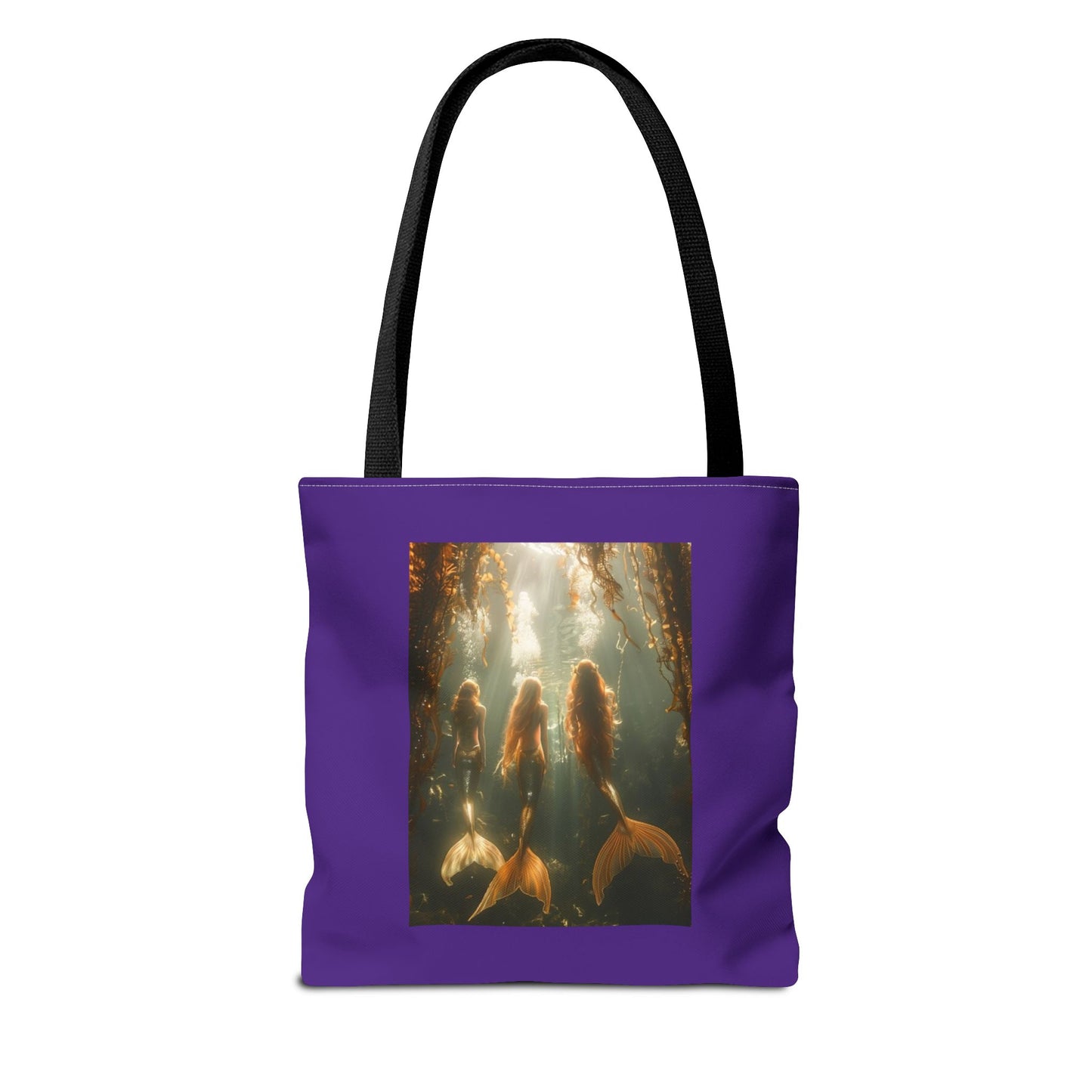 Three Mermaid Sisters, Purple Tote Bag - 3 Sizes