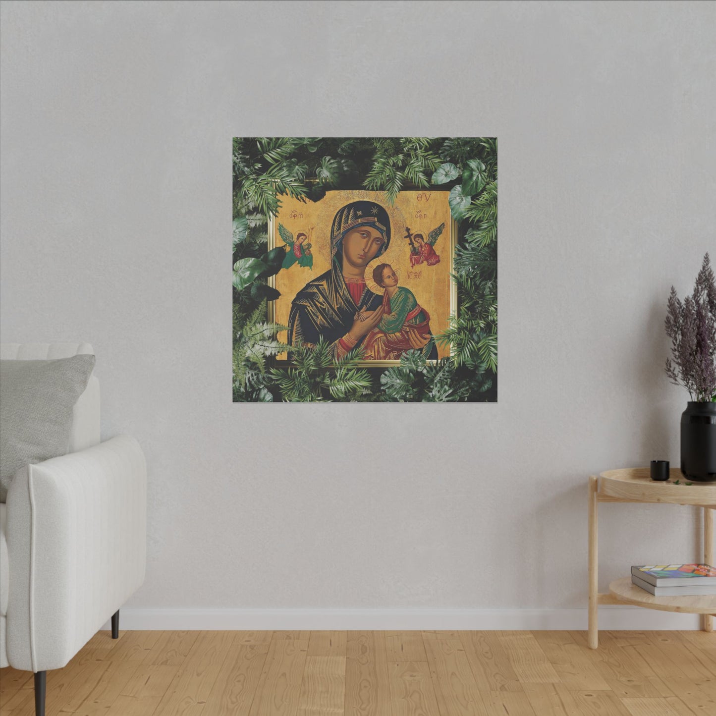 "Tropical Our Lady of Perpetual Help" Canvas Artwork - Stretched Canvas Print / Virgin Mary