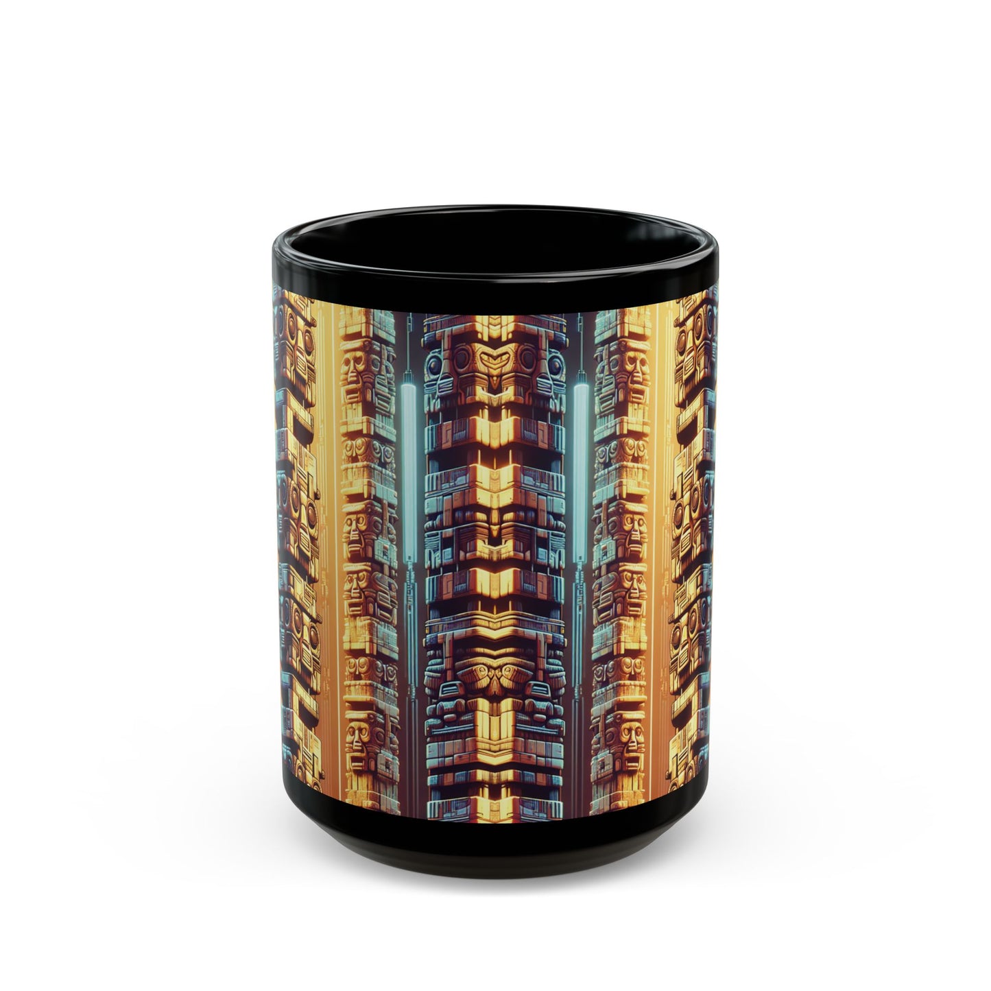 Black Coffee Mug - Techno Tiki Totems