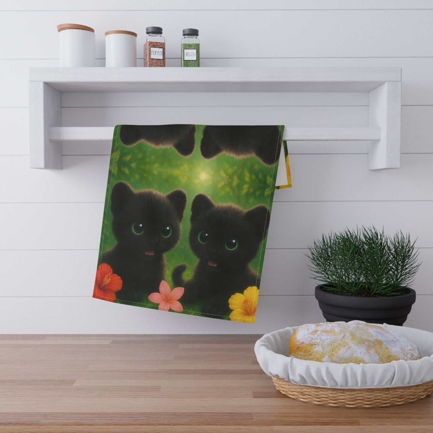 Tropical Tea Towels – Paradise Kitchen Decor / Baby Black Panthers