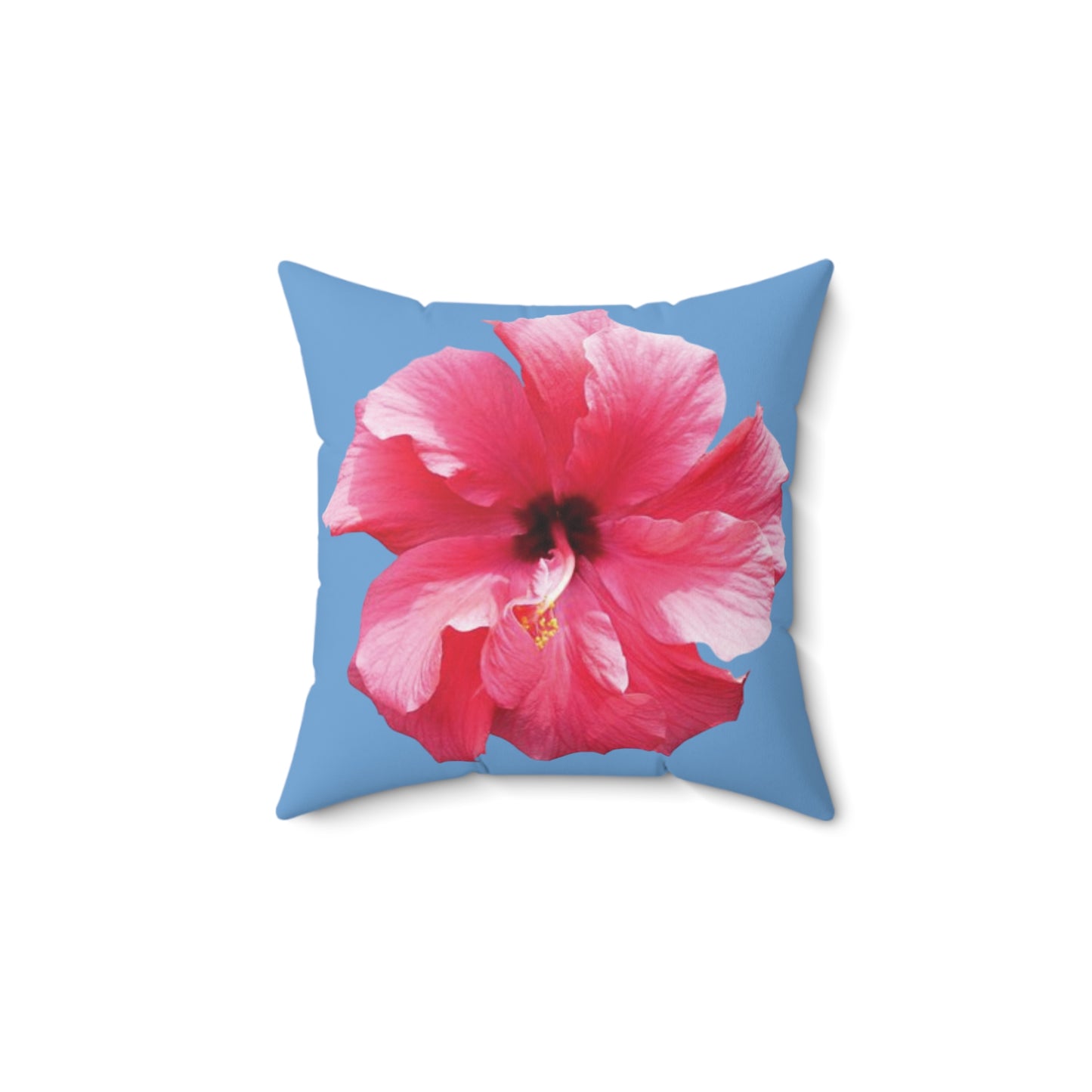 Decorative Pillow - Accent Cushion, 4 Sizes / Photo Pink Hibiscus, Lt. Blue