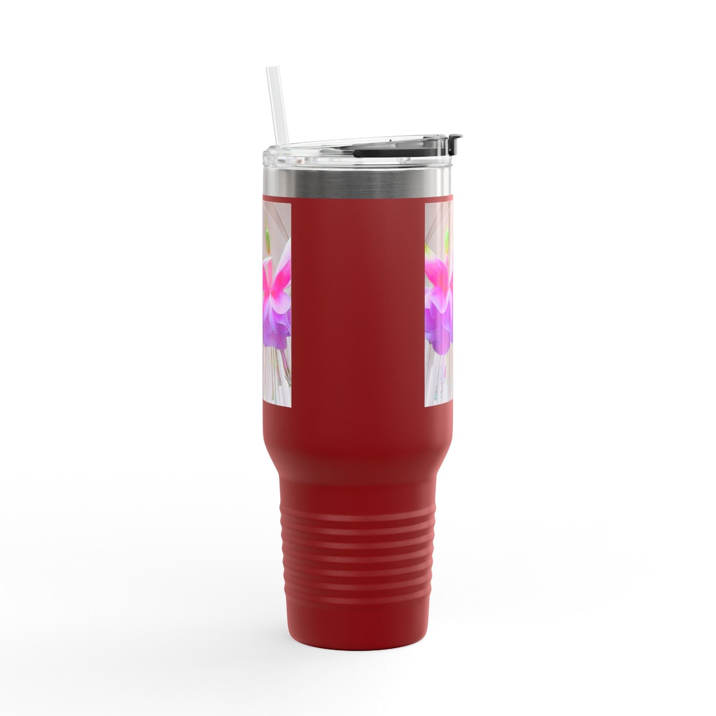 Insulated Travel Mug, 40oz / Floral Two Fuchsias, Gothic - Perfect for Outdoor Adventures