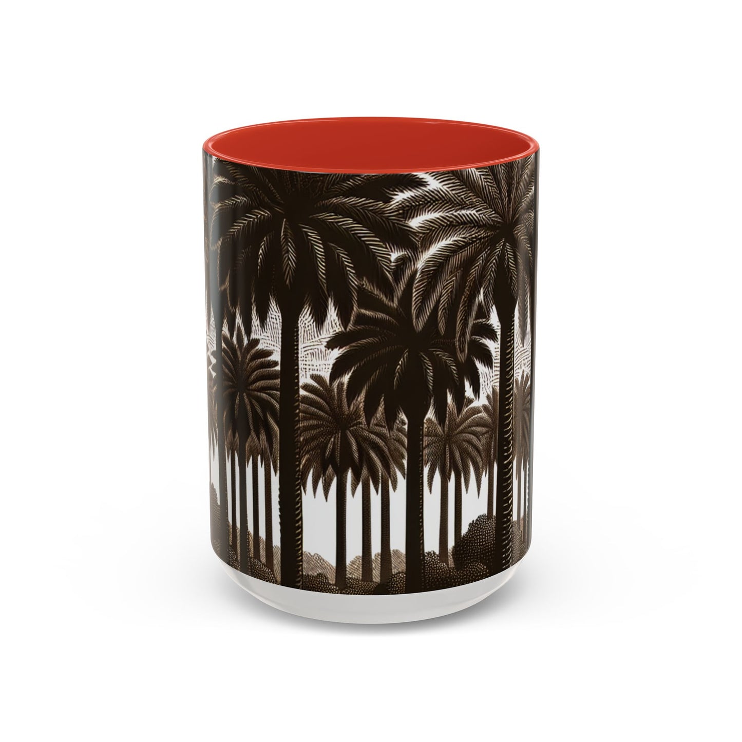 Accent Coffee Mug (11, 15oz) - Woodcut Palm Grove