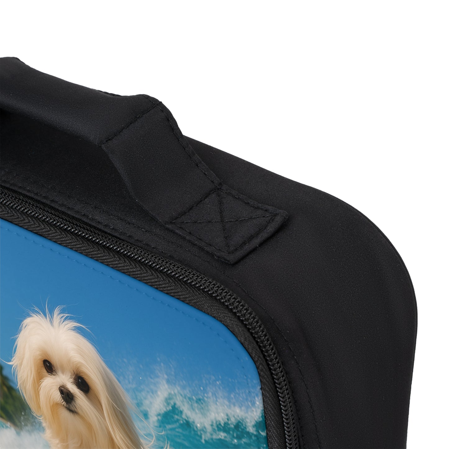 Puppy Ariel the Dog Surfer Lunch Bag - Eco-Friendly Insulated Tote, Adult and Child Lunchbox / Perfect for Picnics, Beach Outings