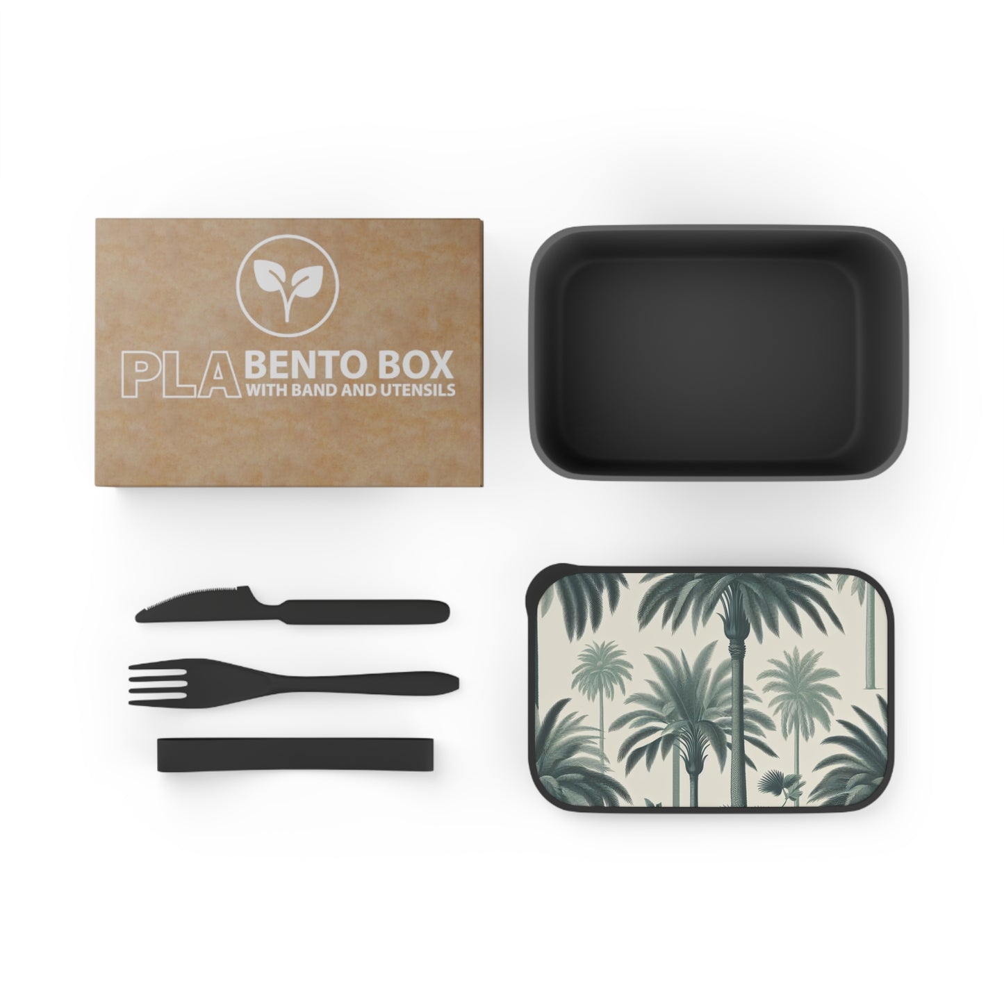 Bento Box with Utensils - Peaceful Palm Grove